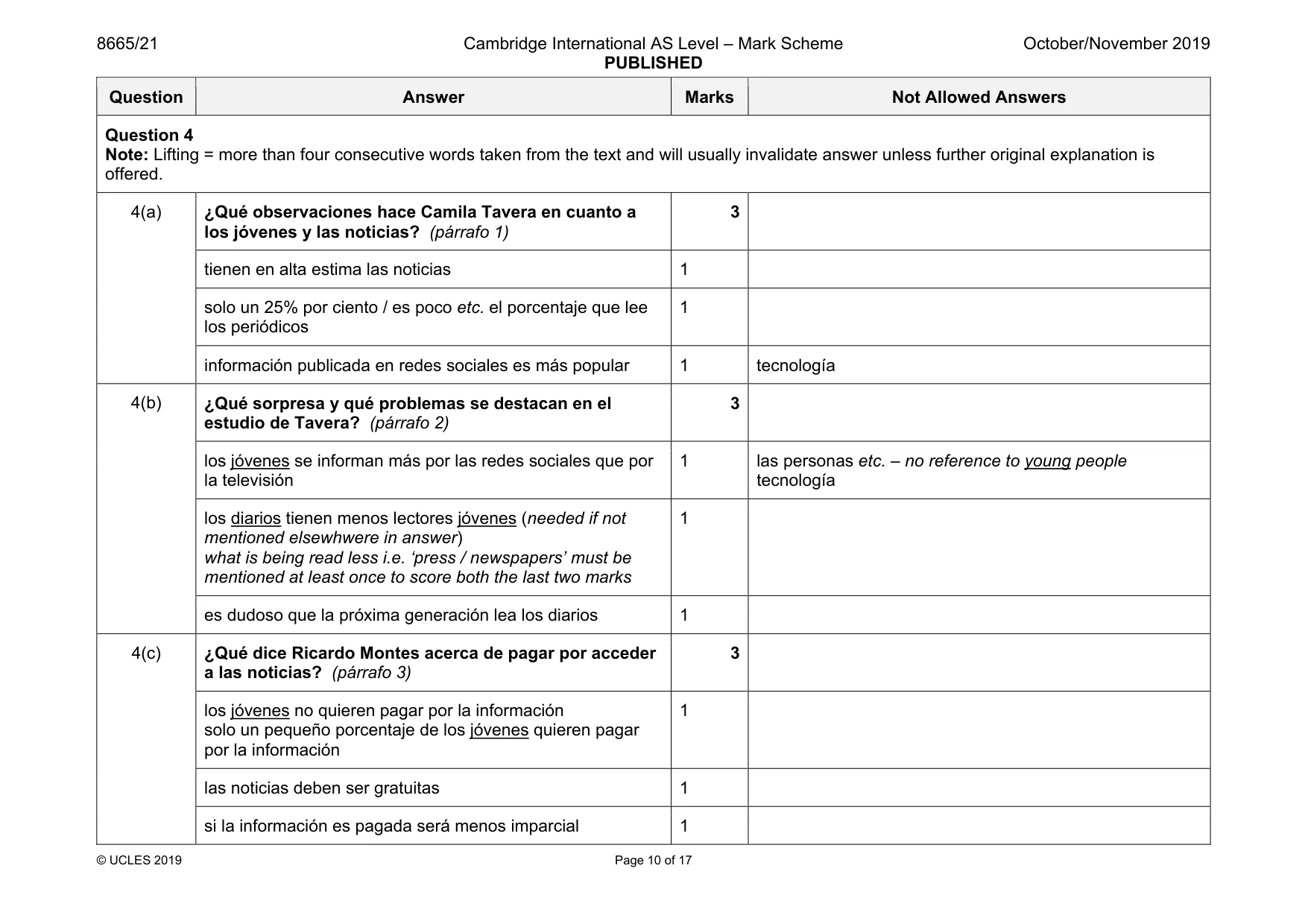 Mark scheme, page 10 of 17