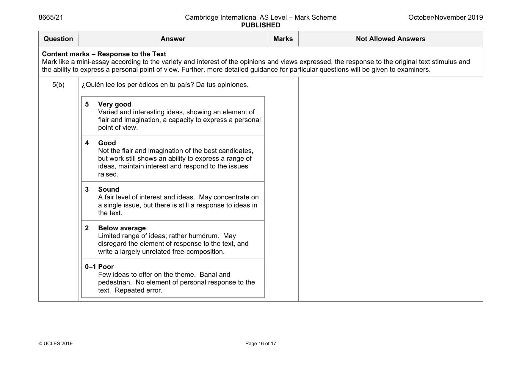 Mark scheme, page 16 of 17