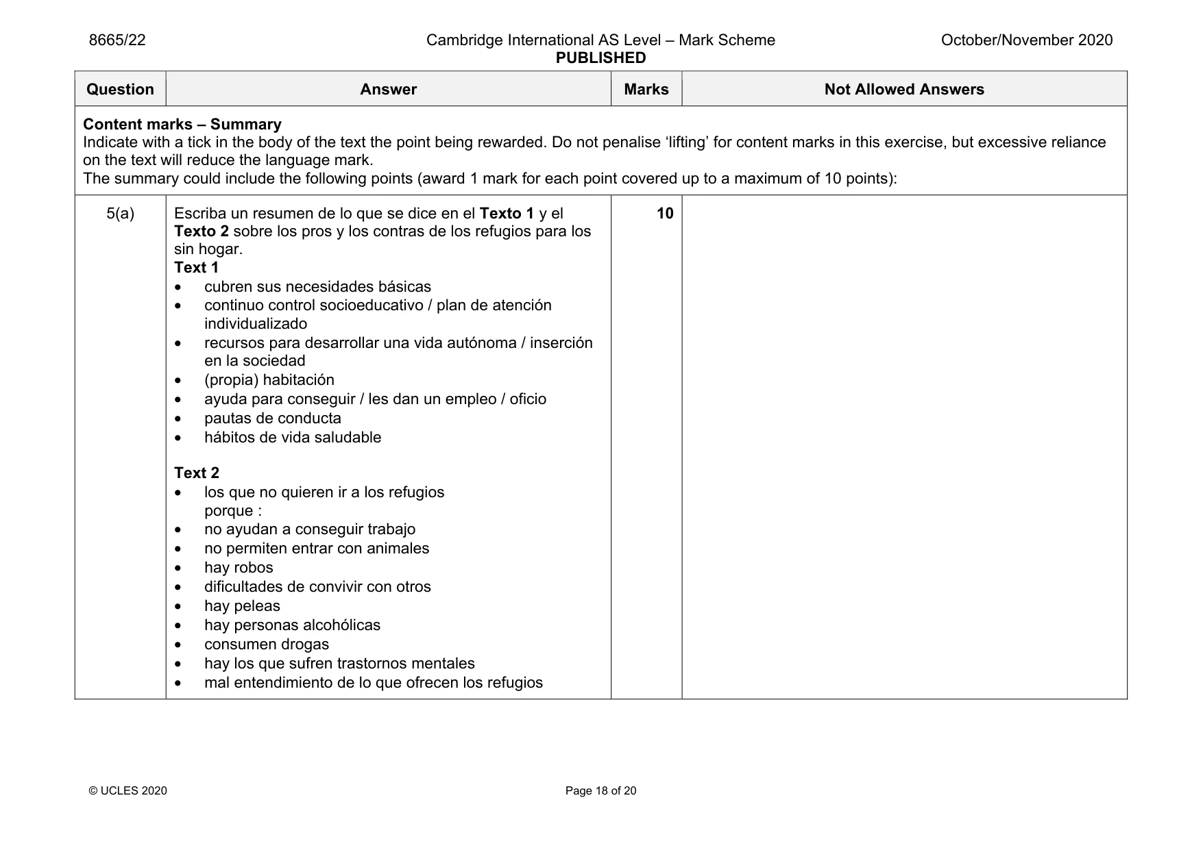 Mark scheme, page 18 of 20