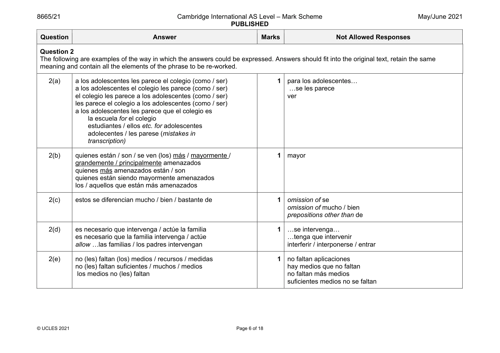 Mark scheme, page 6 of 18