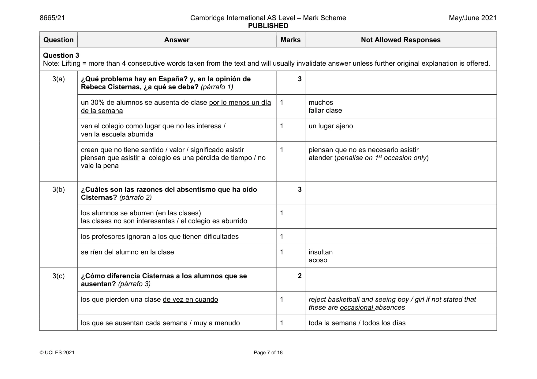 Mark scheme, page 7 of 18