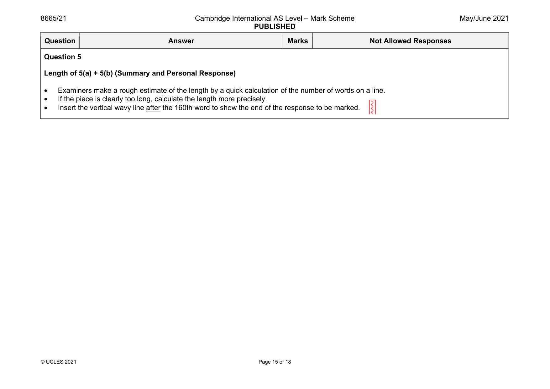 Mark scheme, page 15 of 18
