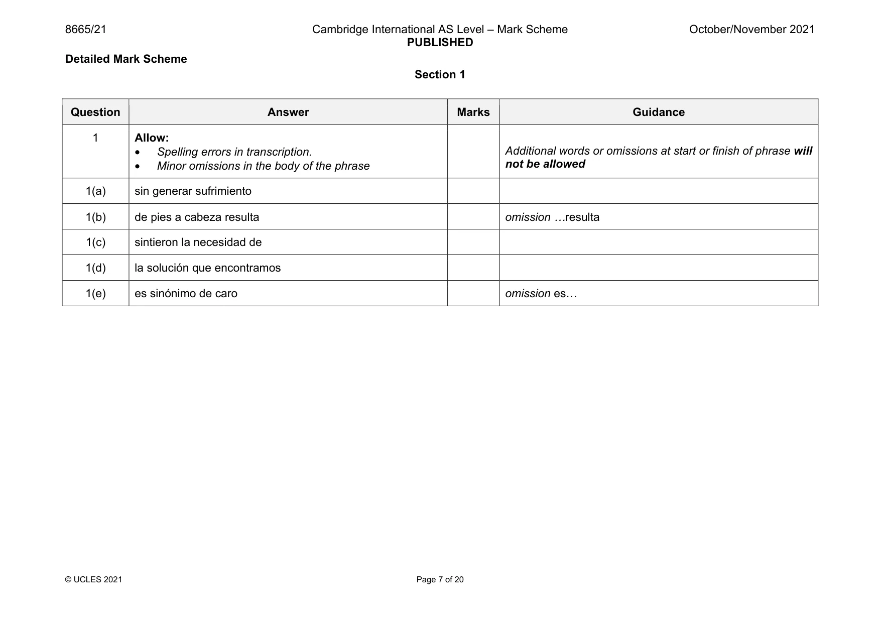 Mark scheme, page 7 of 20