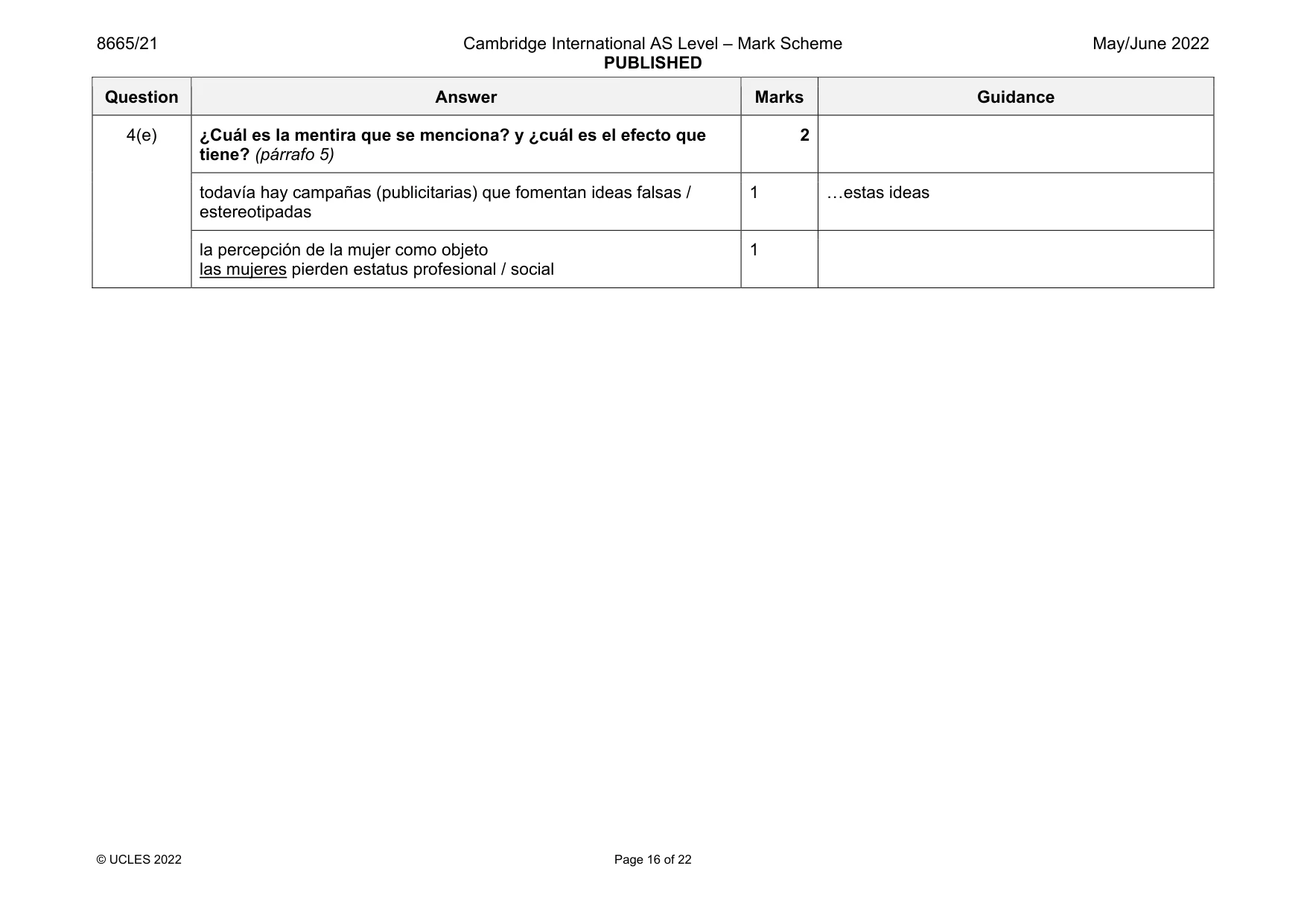 Mark scheme, page 16 of 22