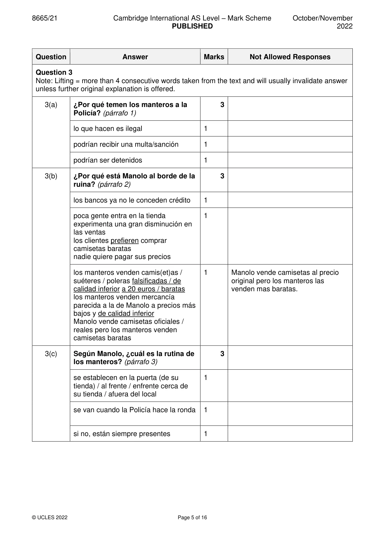 Mark scheme, page 5 of 16