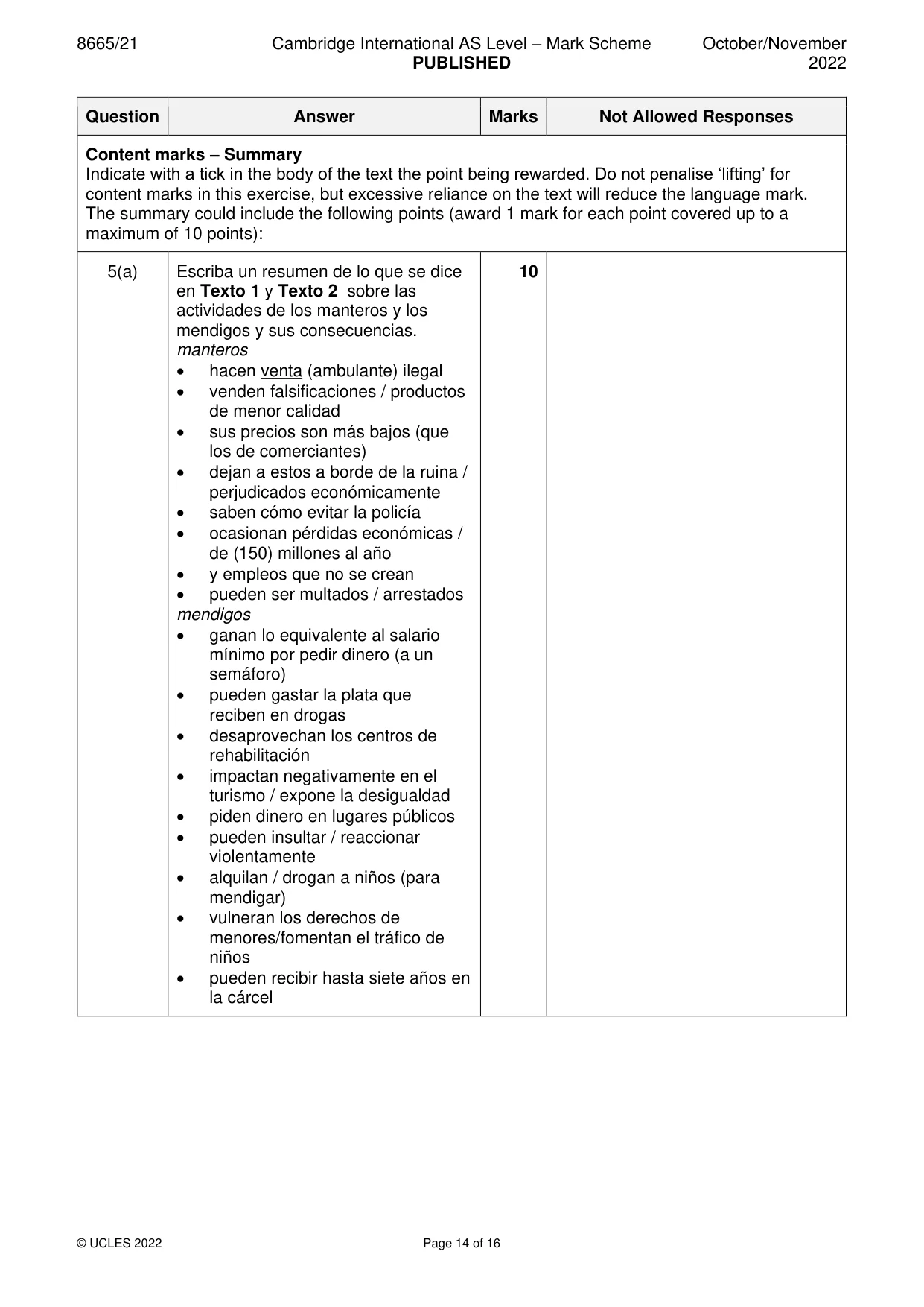 Mark scheme, page 14 of 16
