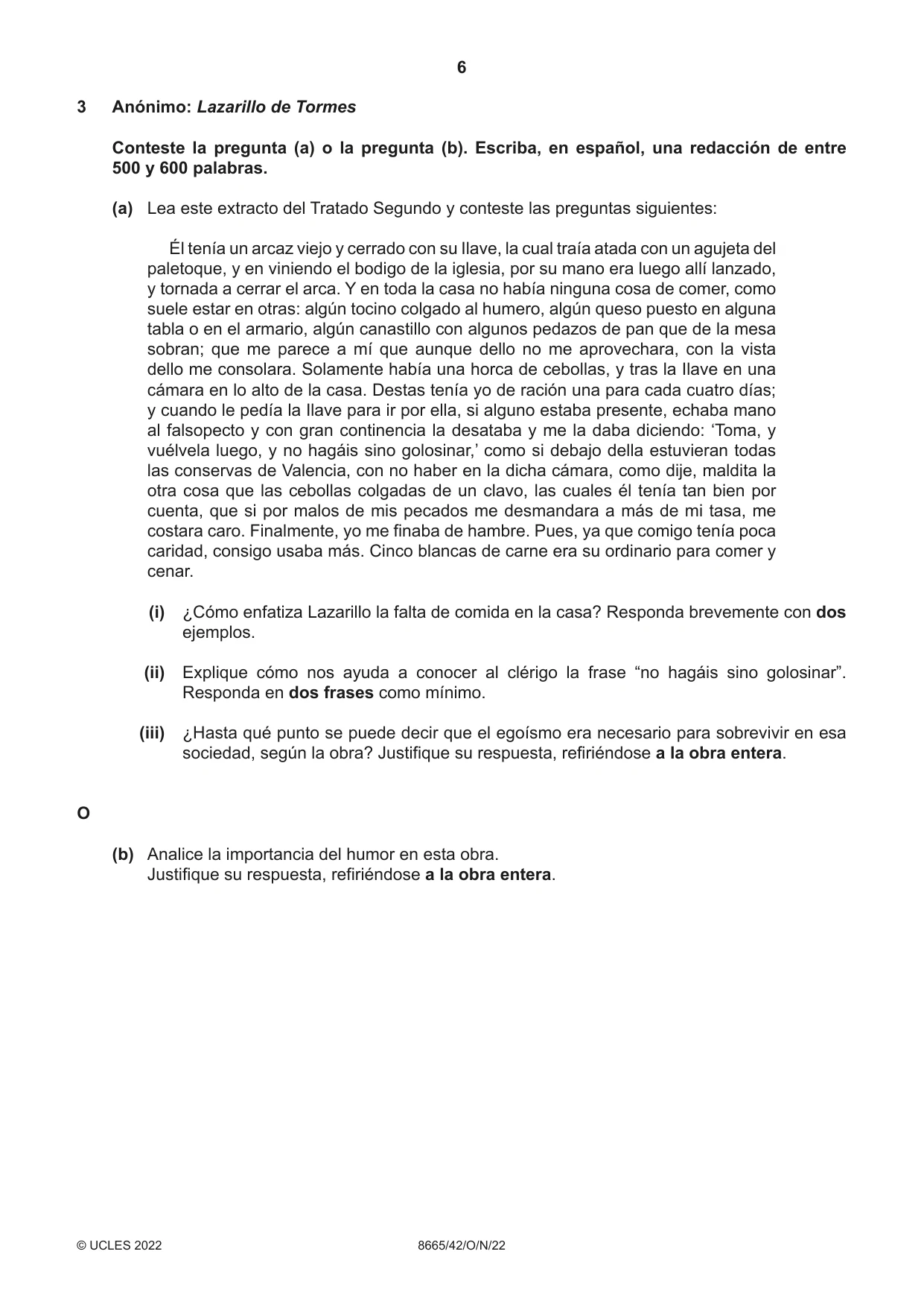 Cambridge A Level Spanish - First Language (AS Level only) 8665 2022 Oct/Nov Paper 4 · Variant 2 question paper, page 6 of 12