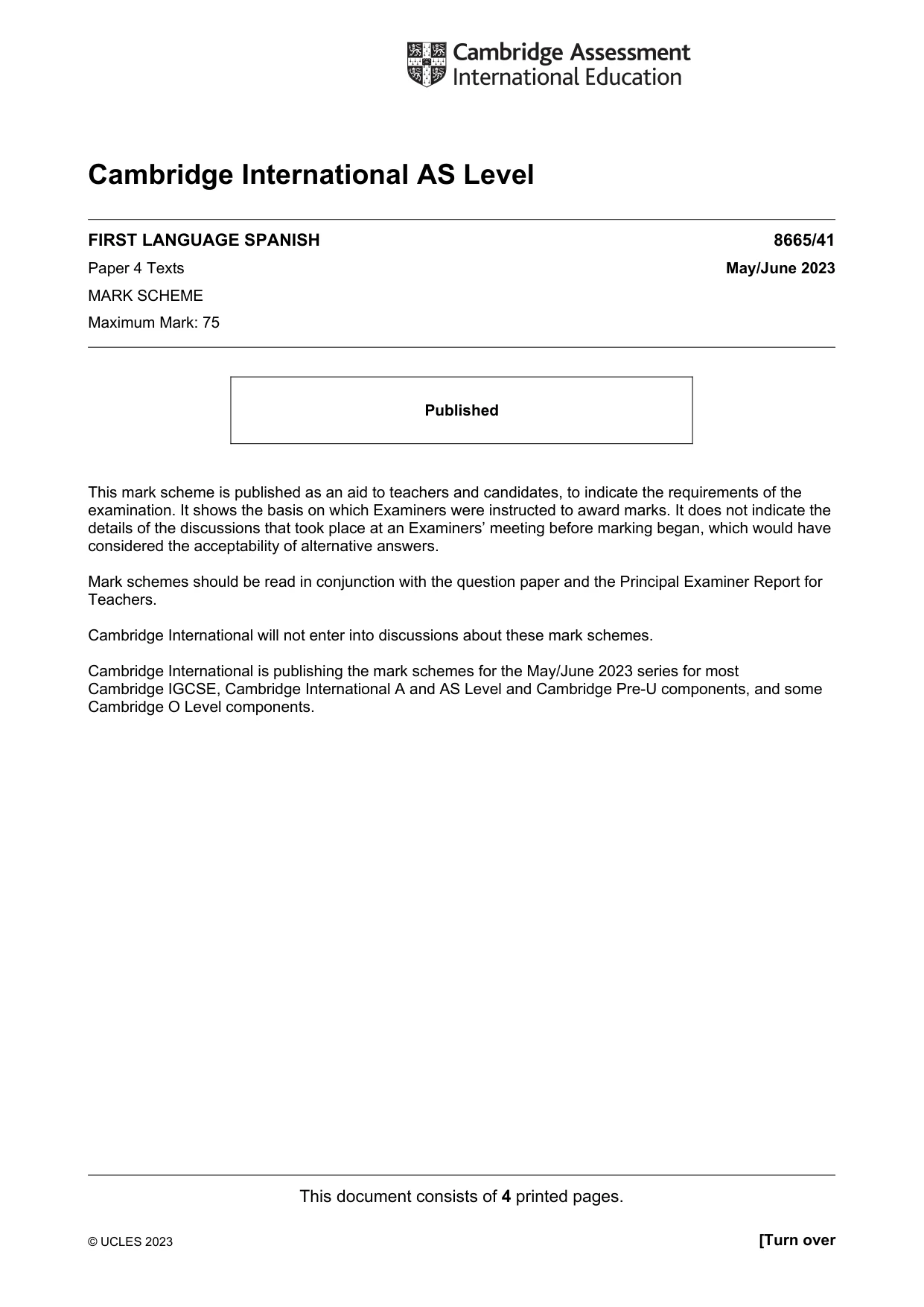 Mark scheme, page 1 of 4