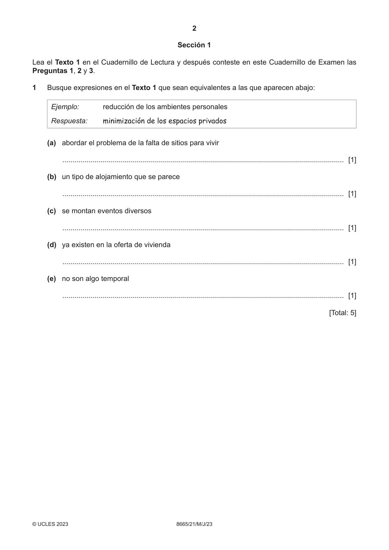 Cambridge A Level Spanish - First Language (AS Level only) 8665 2023 May/June Paper 2 · Variant 1 question paper, page 2 of 8