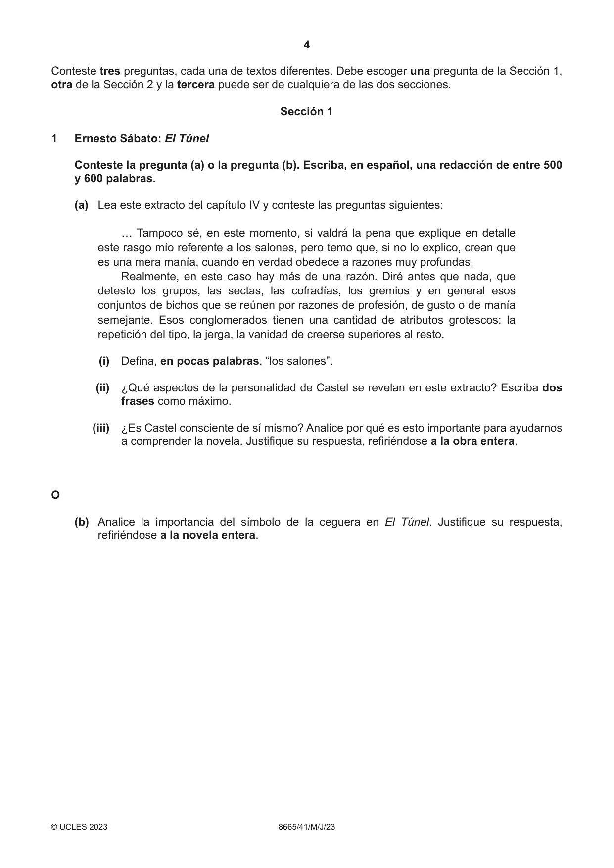 Cambridge A Level Spanish - First Language (AS Level only) 8665 2023 May/June Paper 4 · Variant 1 question paper, page 4 of 8