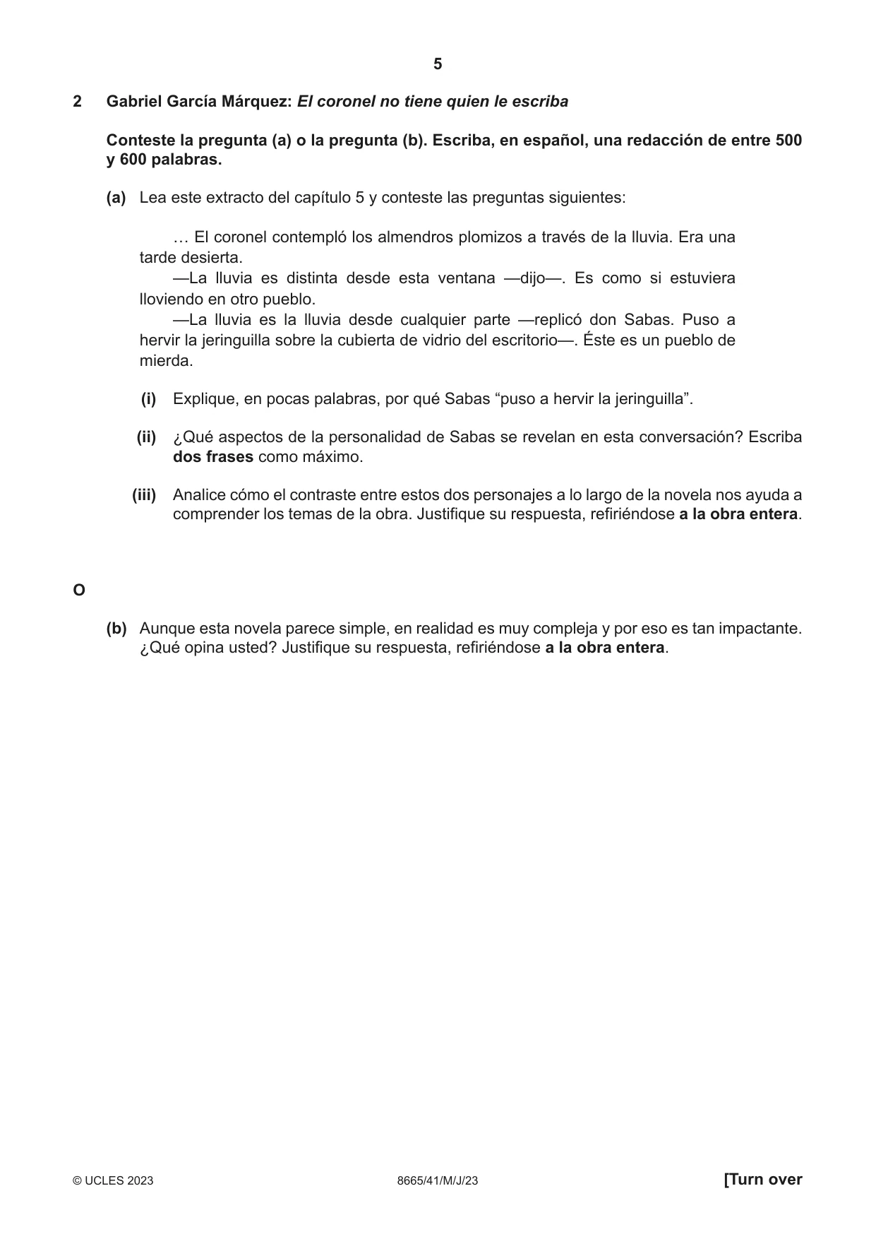 Cambridge A Level Spanish - First Language (AS Level only) 8665 2023 May/June Paper 4 · Variant 1 question paper, page 5 of 8