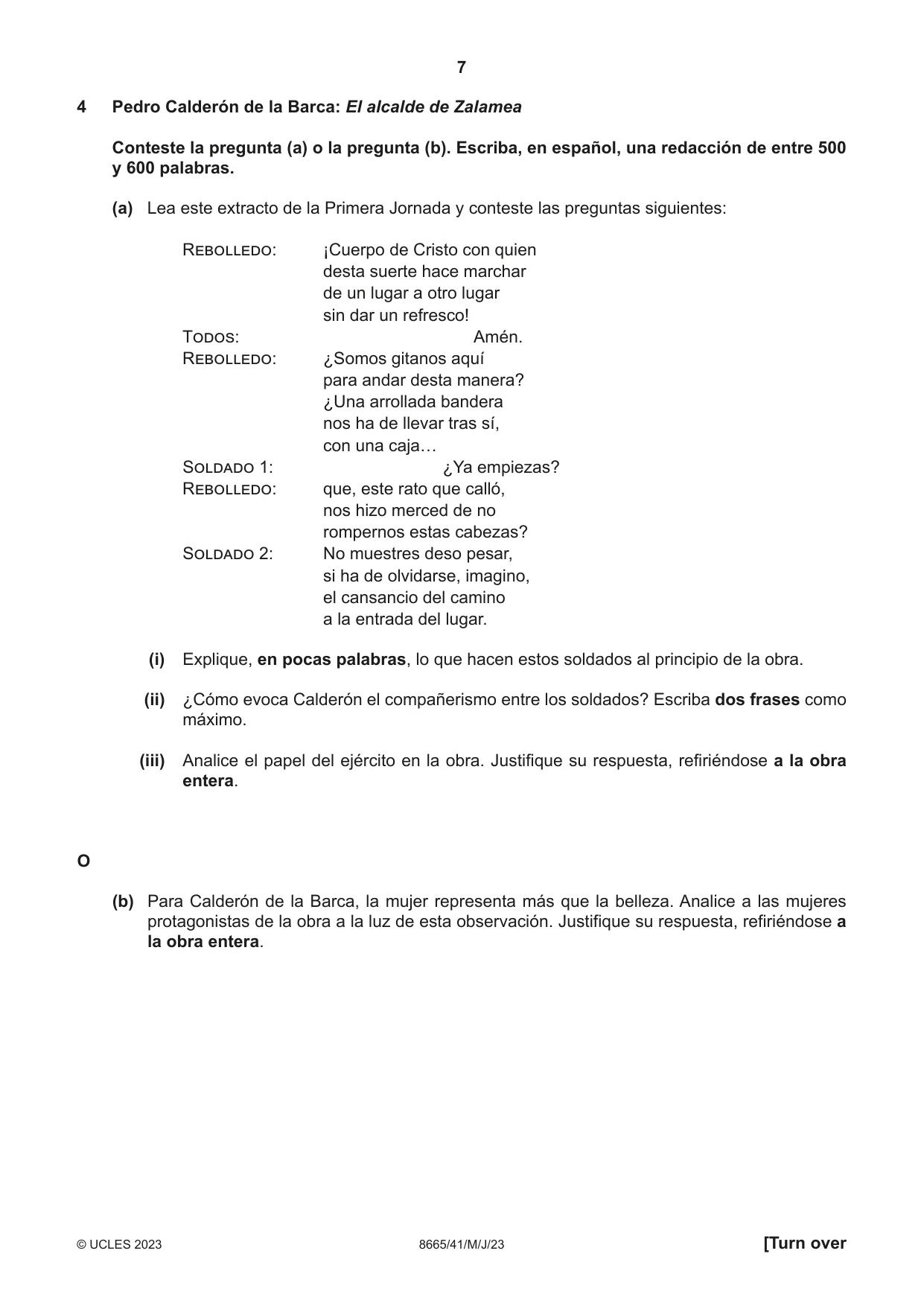 Cambridge A Level Spanish - First Language (AS Level only) 8665 2023 May/June Paper 4 · Variant 1 question paper, page 7 of 8