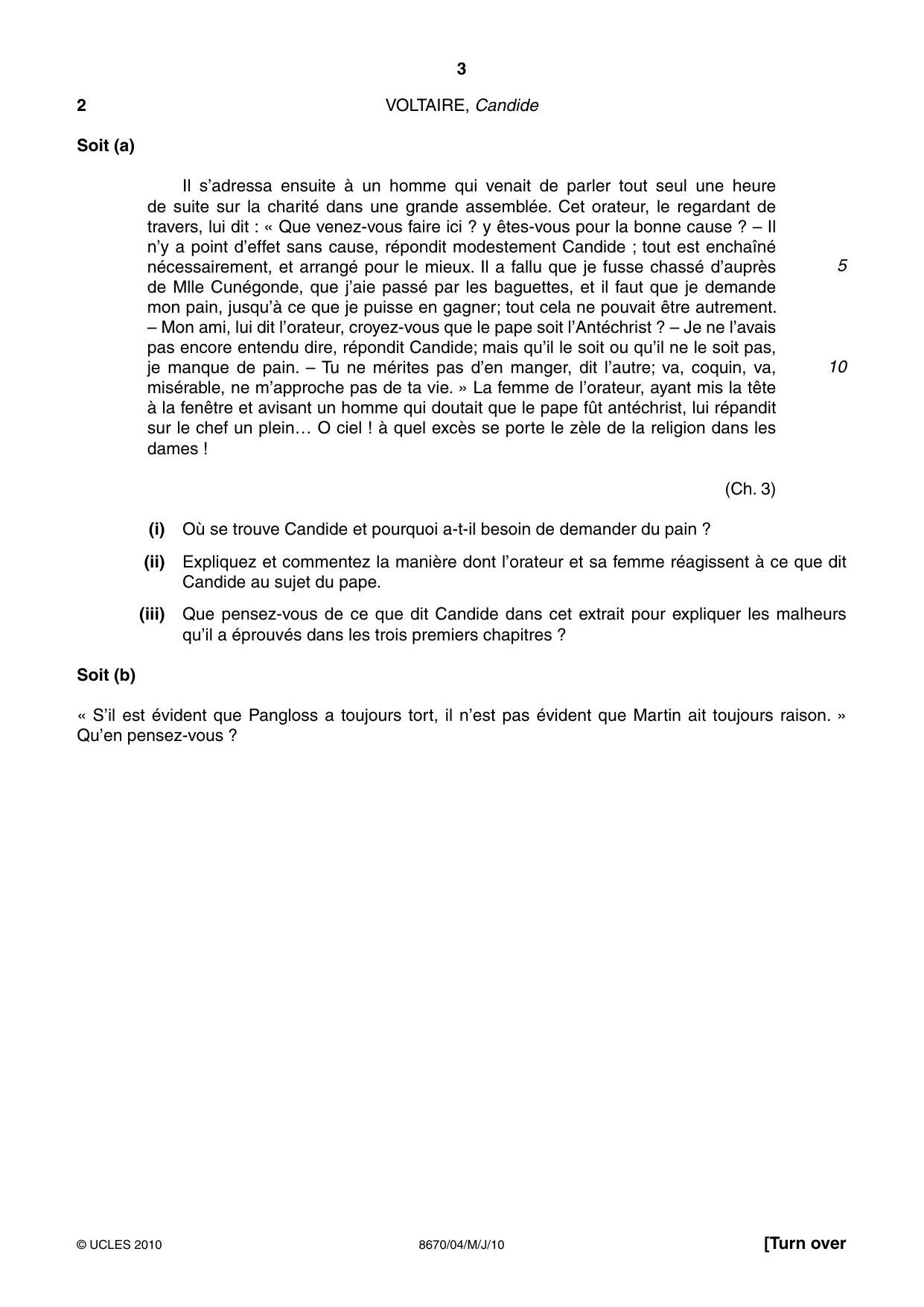 Cambridge A Level French - Literature (AS Level only) 8670 2010 May/June Paper 4 · Variant 1 question paper, page 3 of 8