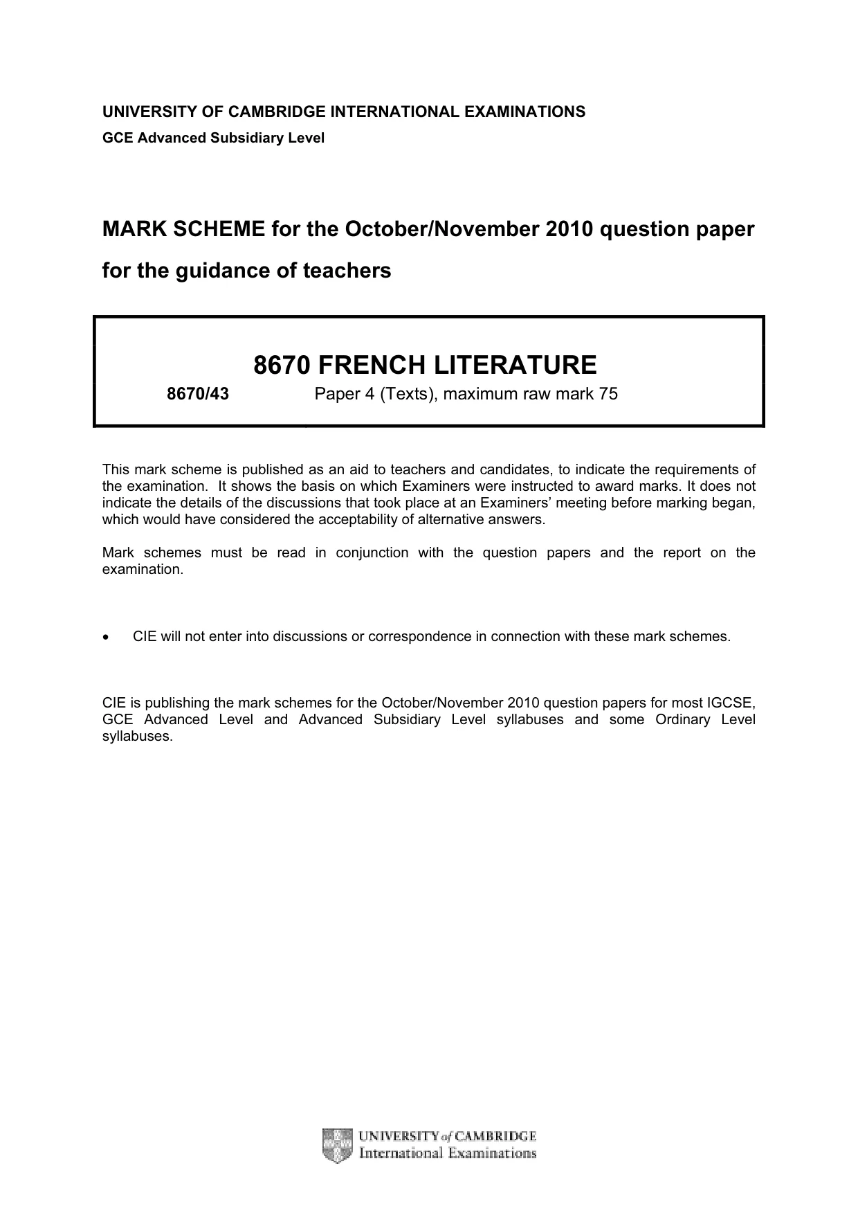 Mark scheme, page 1 of 3