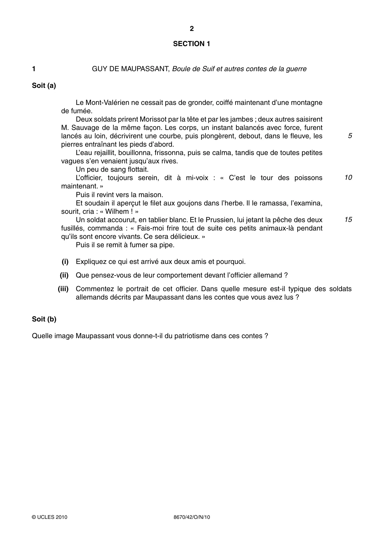 Cambridge A Level French - Literature (AS Level only) 8670 2010 Oct/Nov Paper 4 · Variant 2 question paper, page 2 of 8