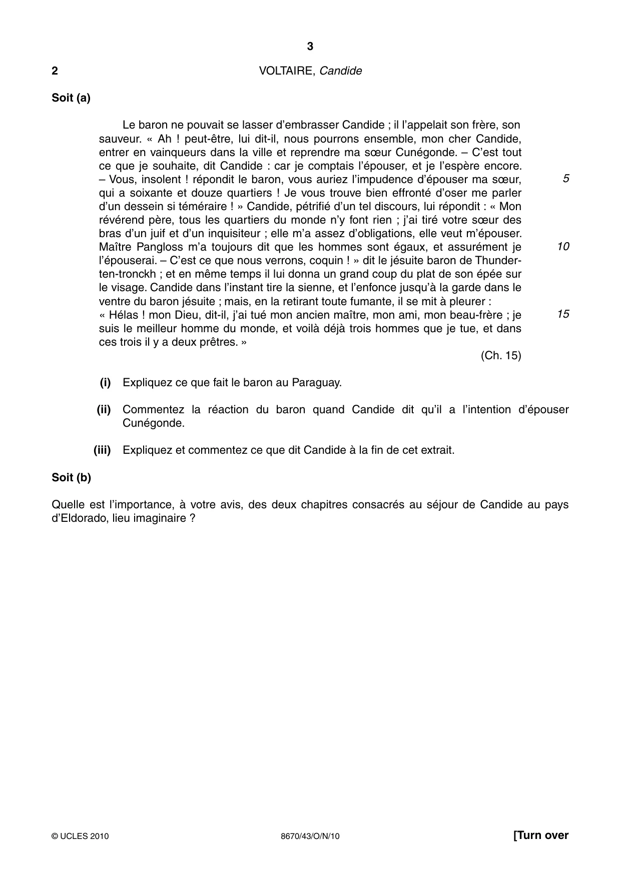 Cambridge A Level French - Literature (AS Level only) 8670 2010 Oct/Nov Paper 4 · Variant 3 question paper, page 3 of 8