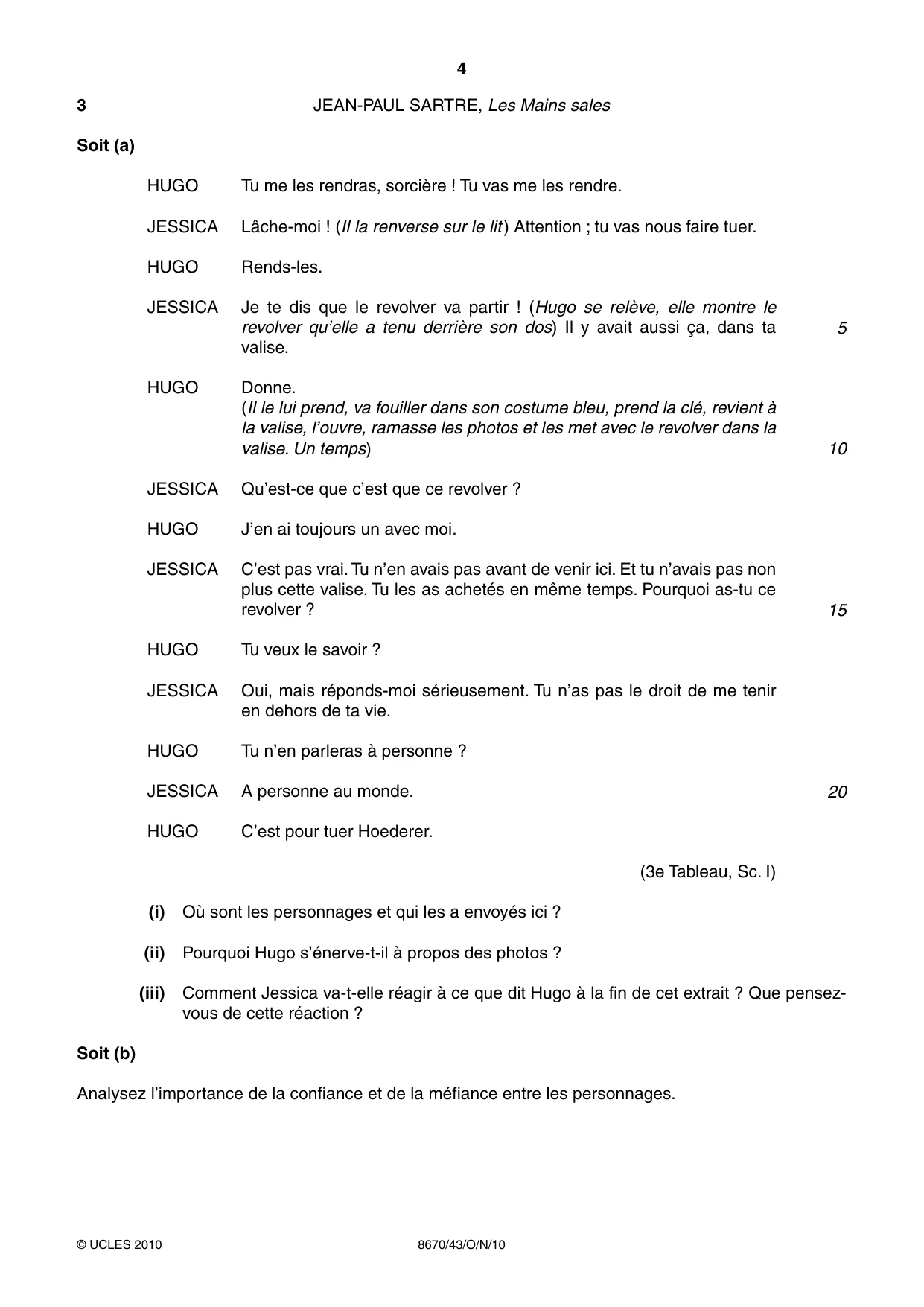 Cambridge A Level French - Literature (AS Level only) 8670 2010 Oct/Nov Paper 4 · Variant 3 question paper, page 4 of 8