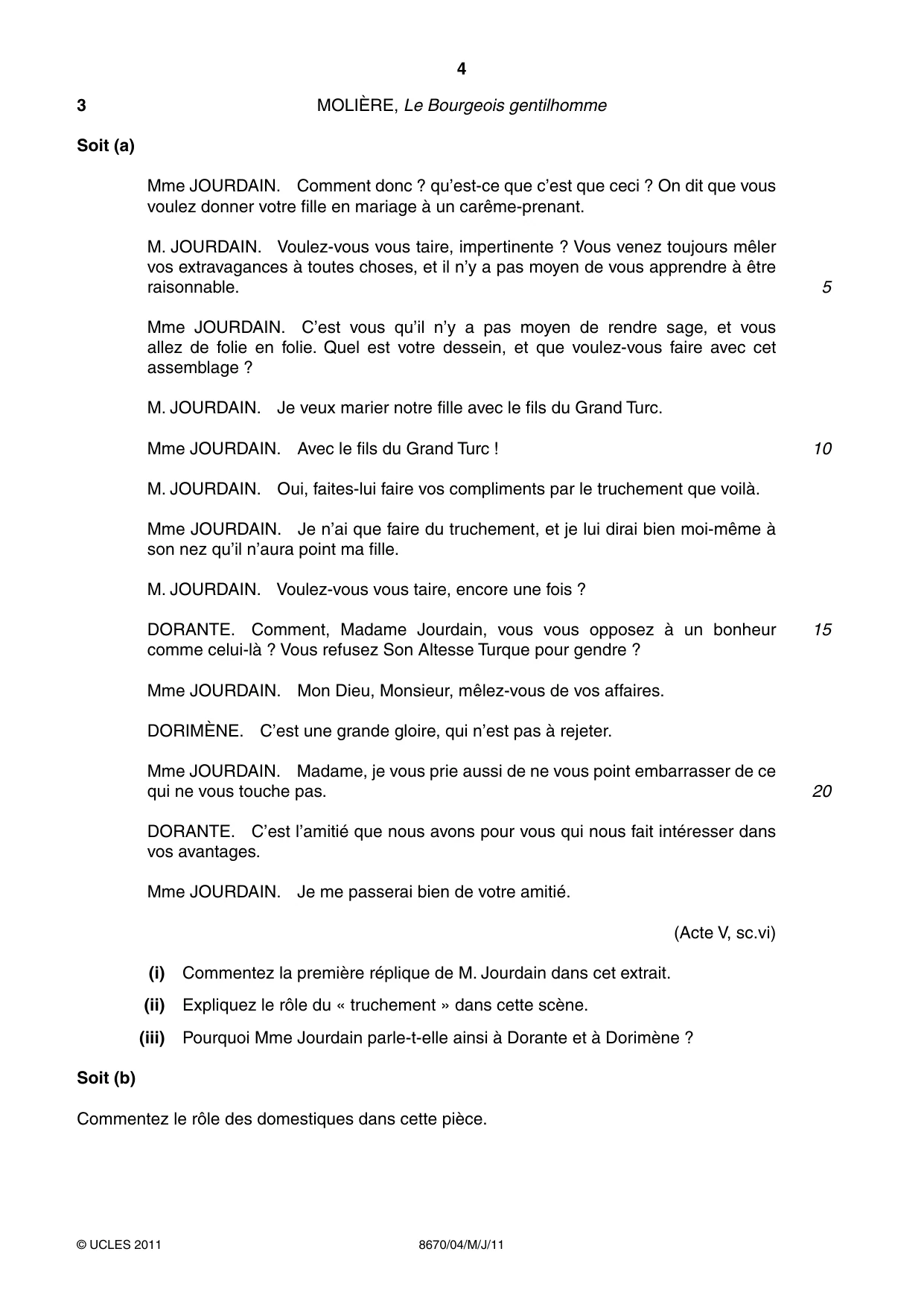 Cambridge A Level French - Literature (AS Level only) 8670 2011 May/June Paper 4 · Variant 1 question paper, page 4 of 8