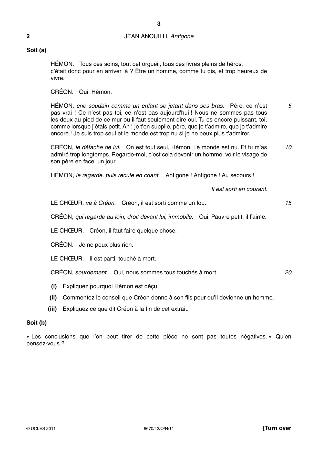 Cambridge A Level French - Literature (AS Level only) 8670 2011 Oct/Nov Paper 4 · Variant 2 question paper, page 3 of 8