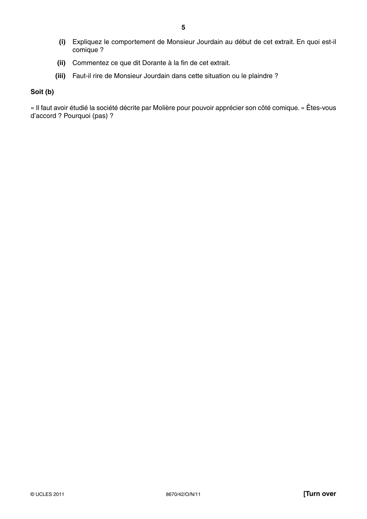 Cambridge A Level French - Literature (AS Level only) 8670 2011 Oct/Nov Paper 4 · Variant 2 question paper, page 5 of 8