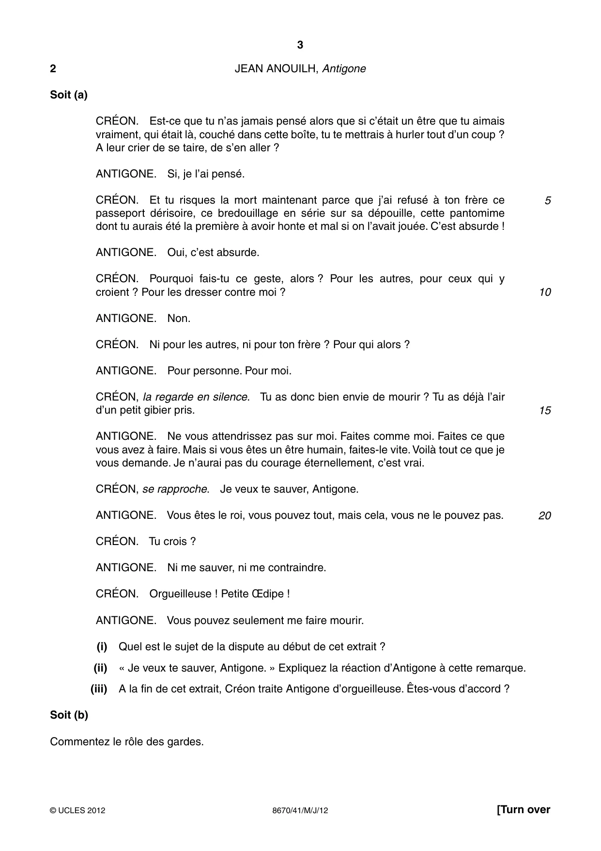 Cambridge A Level French - Literature (AS Level only) 8670 2012 May/June Paper 4 · Variant 1 question paper, page 3 of 8