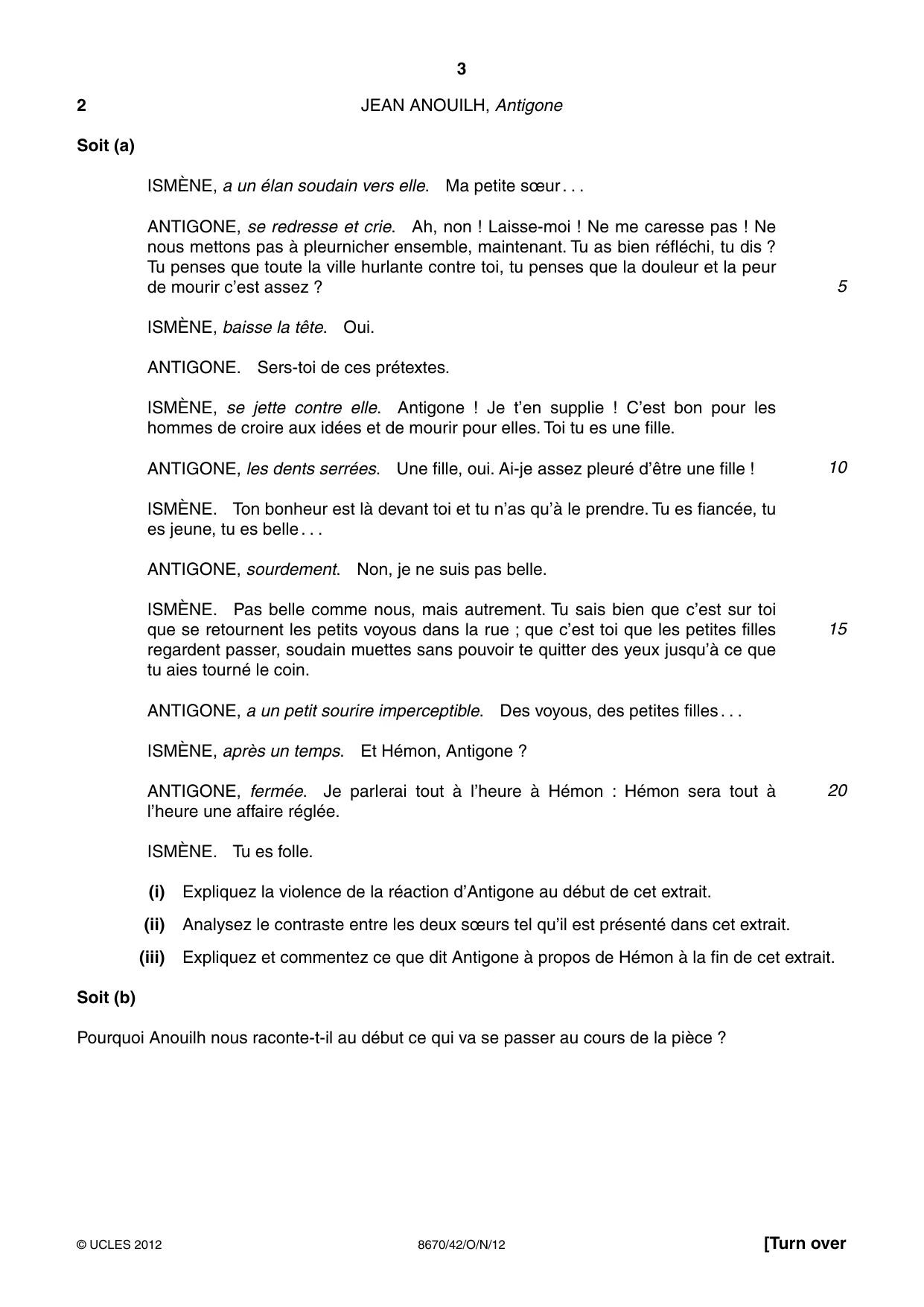 Cambridge A Level French - Literature (AS Level only) 8670 2012 Oct/Nov Paper 4 · Variant 2 question paper, page 3 of 8