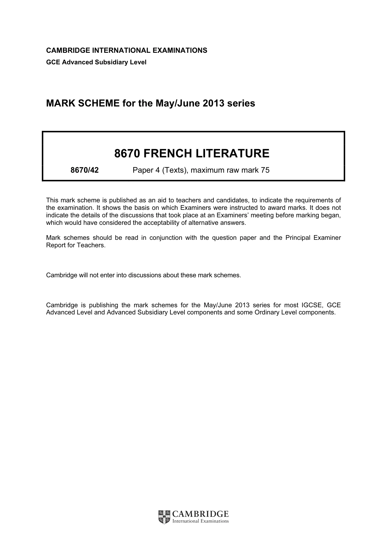 Mark scheme, page 1 of 3