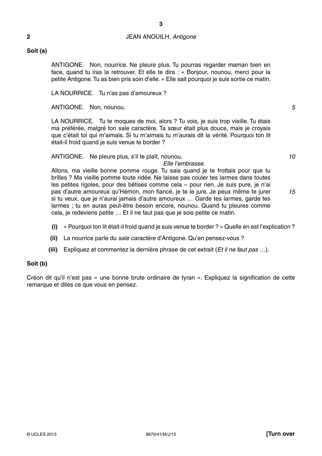 Cambridge A Level French - Literature (AS Level only) 8670 2013 May/June Paper 4 · Variant 1 question paper, page 3 of 8