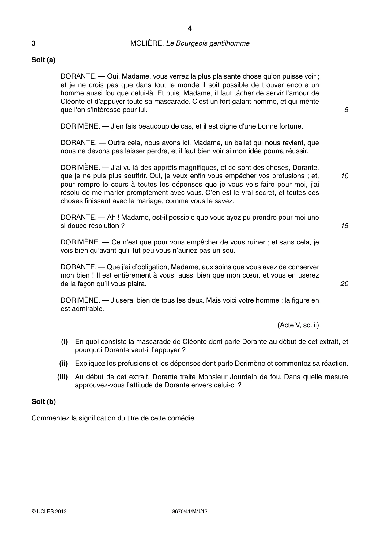 Cambridge A Level French - Literature (AS Level only) 8670 2013 May/June Paper 4 · Variant 1 question paper, page 4 of 8