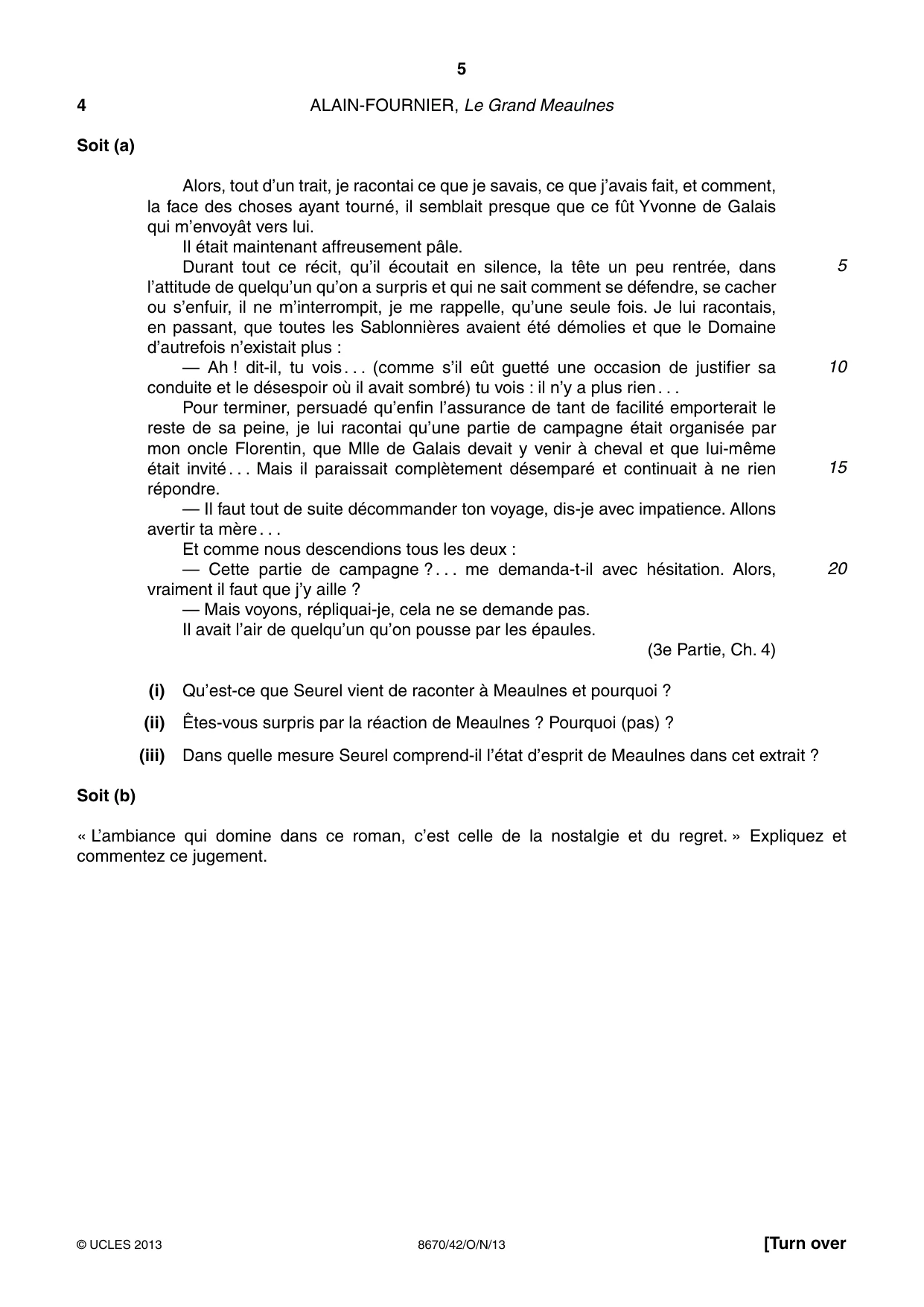 Cambridge A Level French - Literature (AS Level only) 8670 2013 Oct/Nov Paper 4 · Variant 2 question paper, page 5 of 8