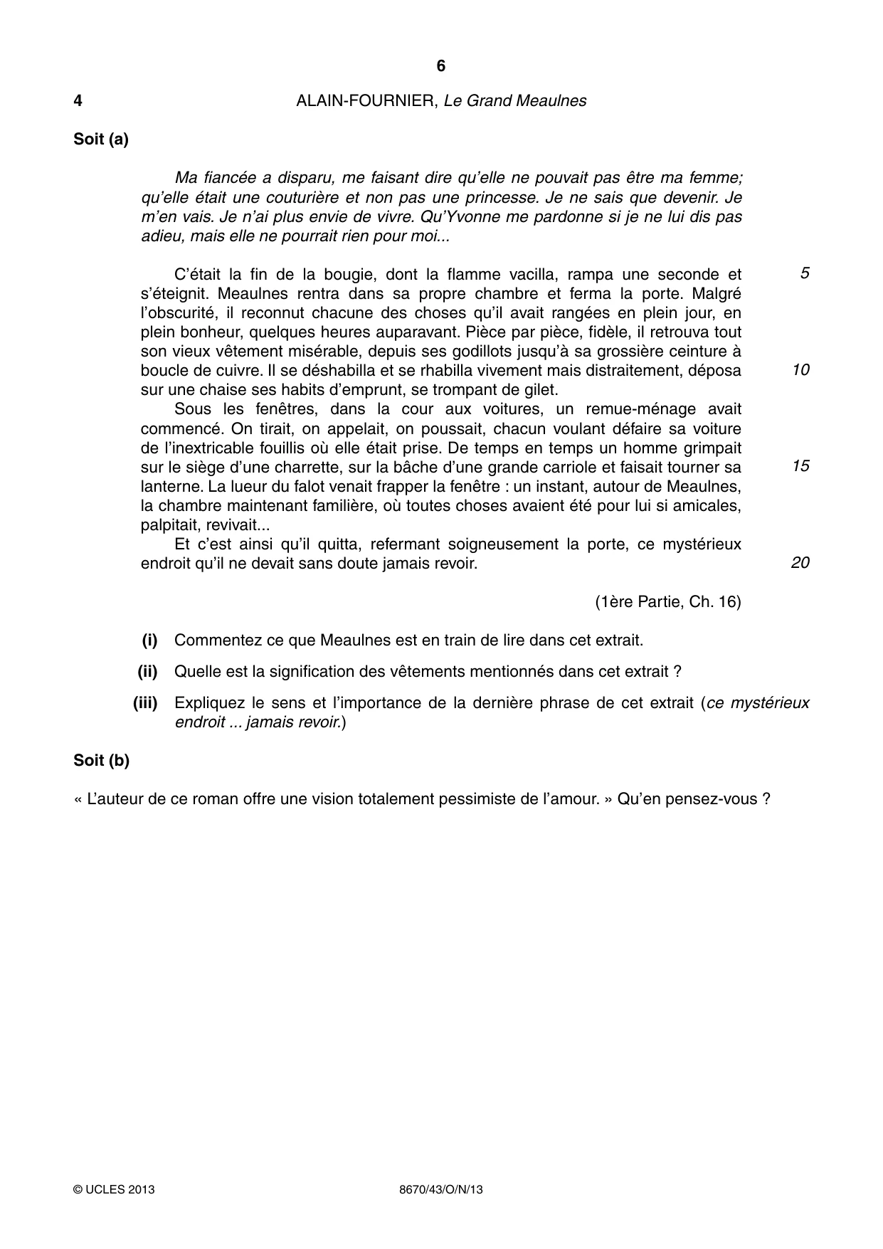 Cambridge A Level French - Literature (AS Level only) 8670 2013 Oct/Nov Paper 4 · Variant 3 question paper, page 6 of 8