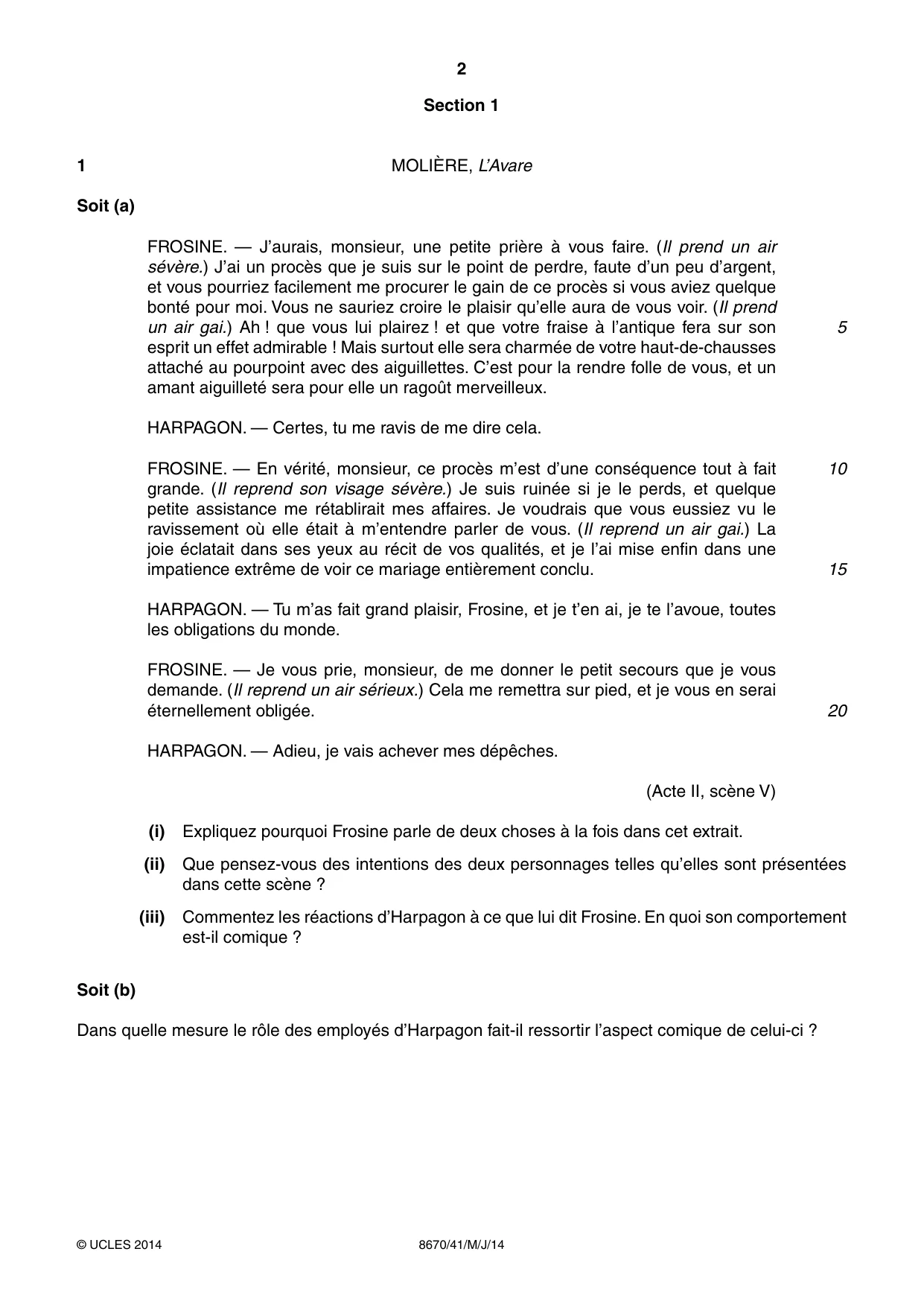 Cambridge A Level French - Literature (AS Level only) 8670 2014 May/June Paper 4 · Variant 1 question paper, page 2 of 8