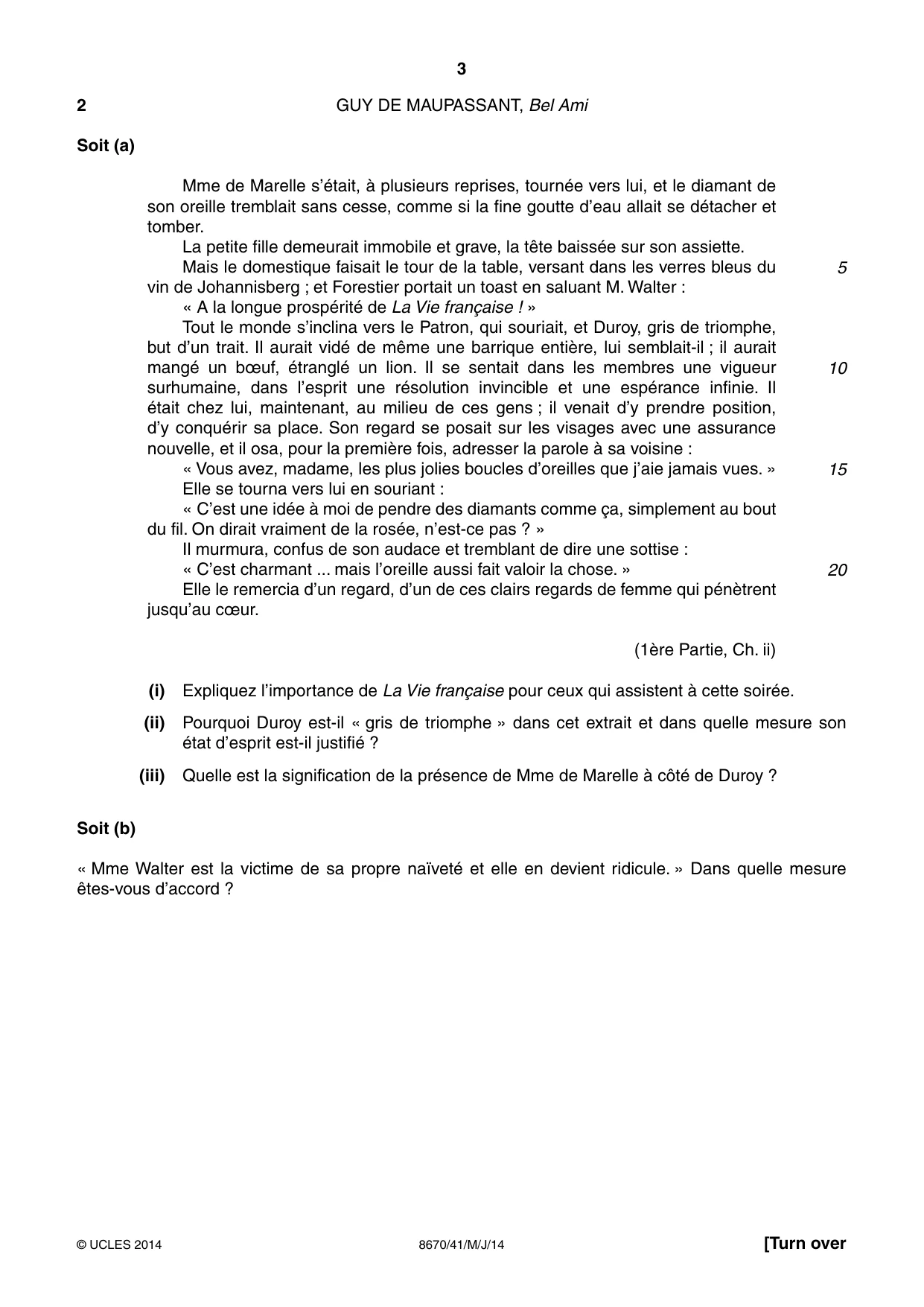 Cambridge A Level French - Literature (AS Level only) 8670 2014 May/June Paper 4 · Variant 1 question paper, page 3 of 8