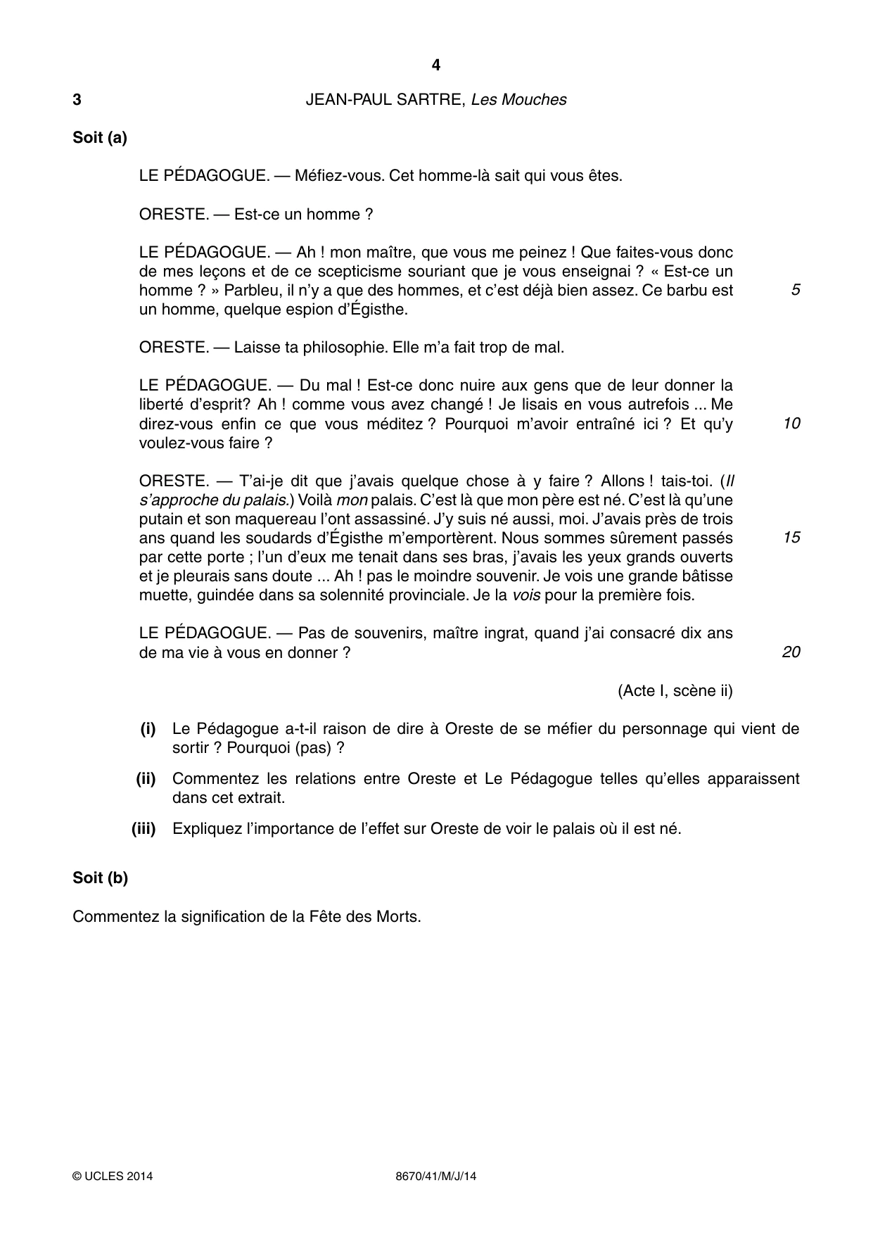 Cambridge A Level French - Literature (AS Level only) 8670 2014 May/June Paper 4 · Variant 1 question paper, page 4 of 8
