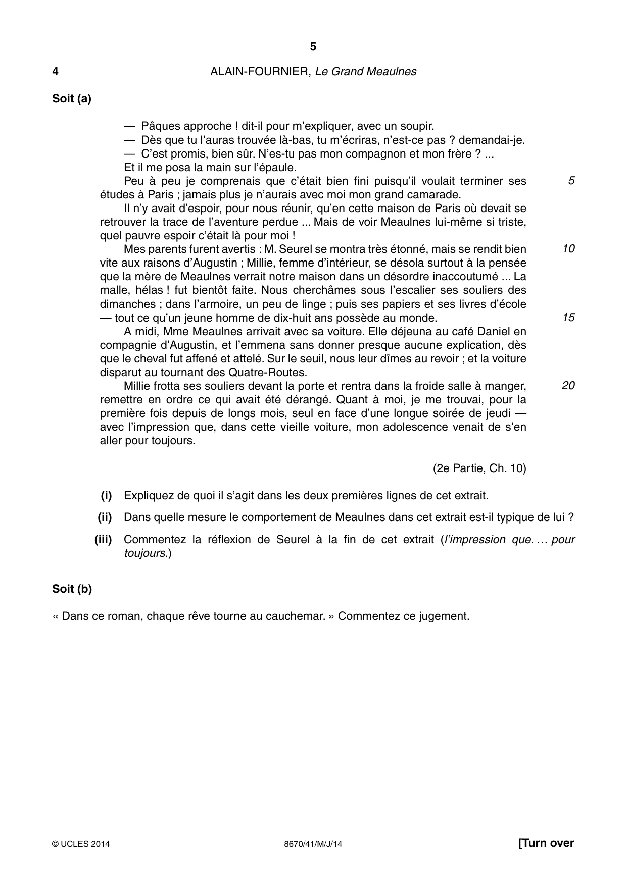 Cambridge A Level French - Literature (AS Level only) 8670 2014 May/June Paper 4 · Variant 1 question paper, page 5 of 8