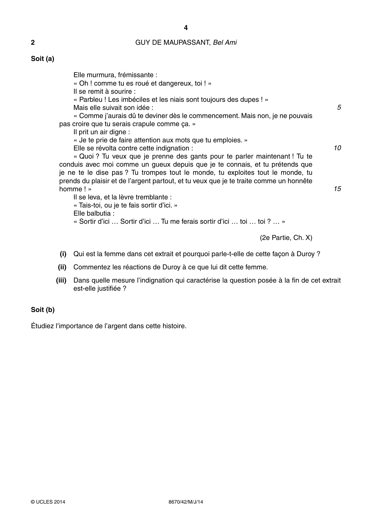 Cambridge A Level French - Literature (AS Level only) 8670 2014 May/June Paper 4 · Variant 2 question paper, page 4 of 8