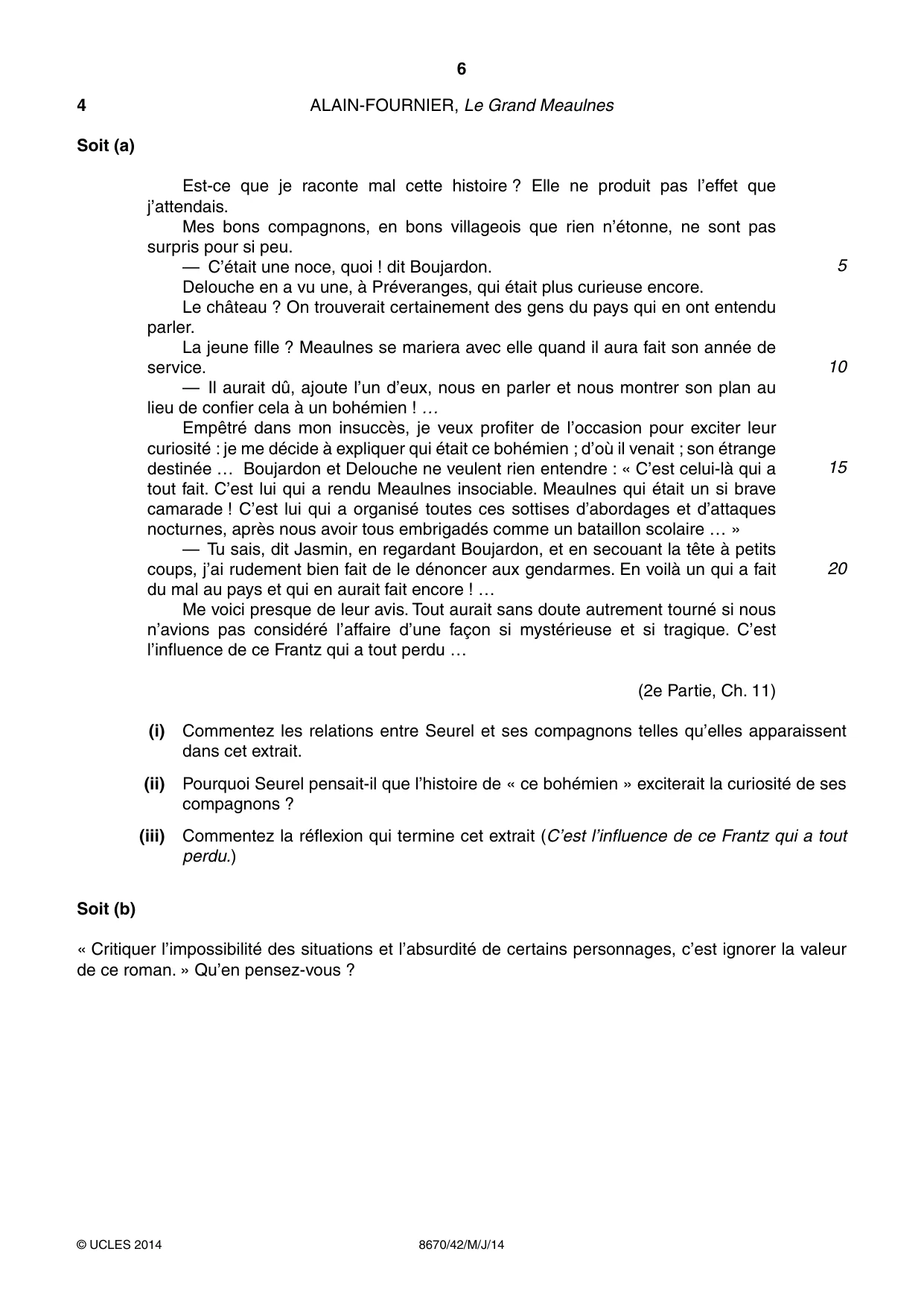 Cambridge A Level French - Literature (AS Level only) 8670 2014 May/June Paper 4 · Variant 2 question paper, page 6 of 8