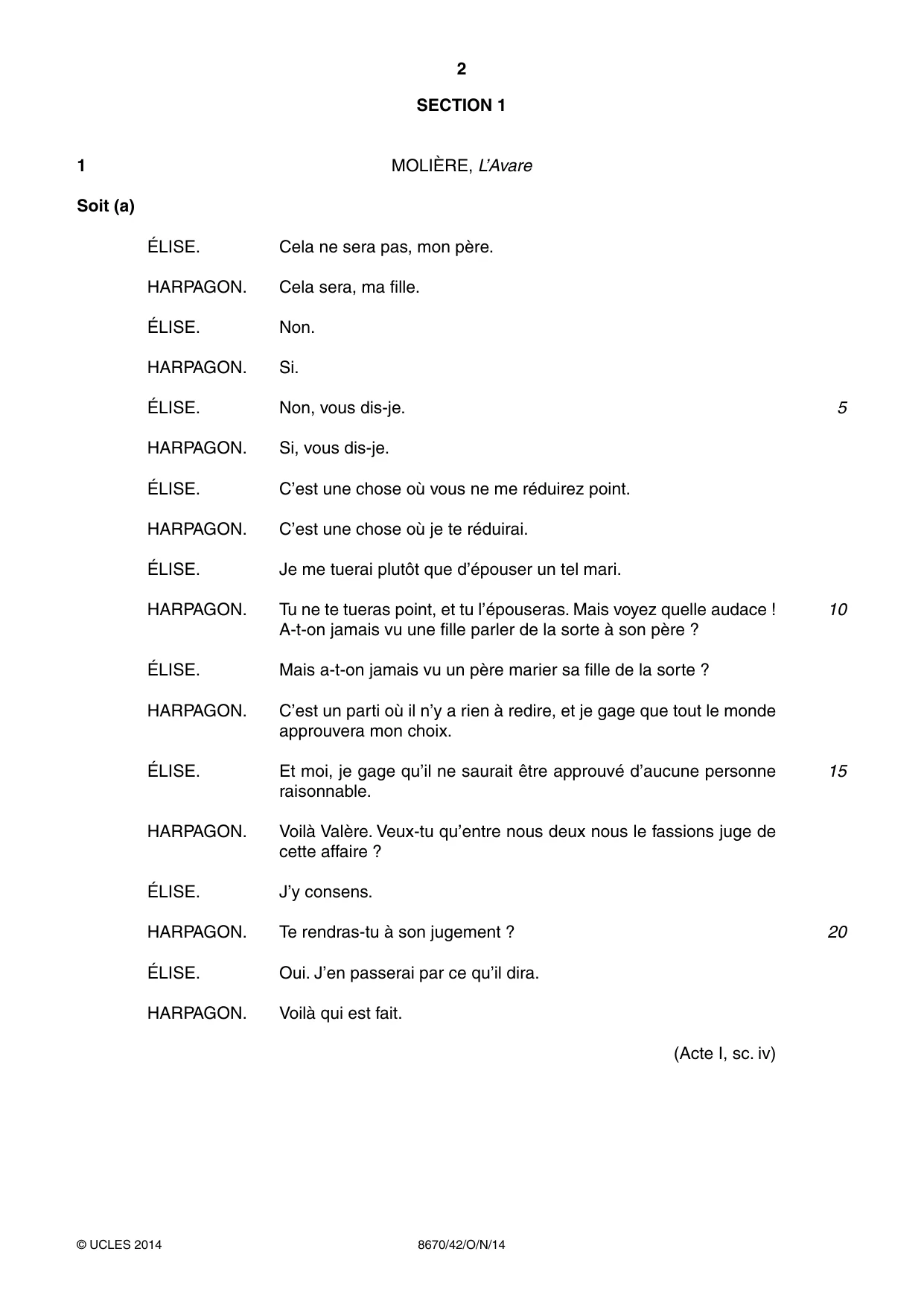 Cambridge A Level French - Literature (AS Level only) 8670 2014 Oct/Nov Paper 4 · Variant 2 question paper, page 2 of 8