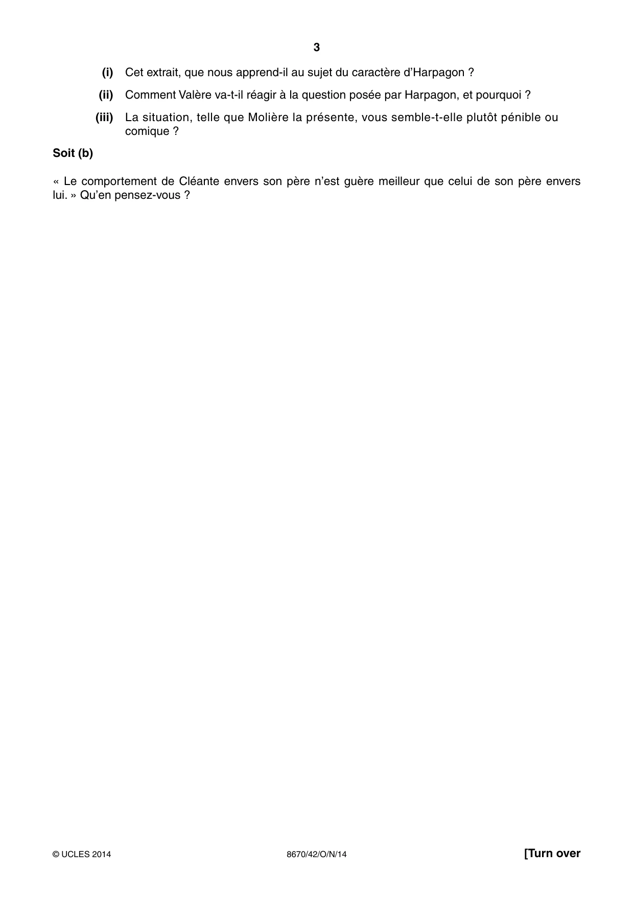 Cambridge A Level French - Literature (AS Level only) 8670 2014 Oct/Nov Paper 4 · Variant 2 question paper, page 3 of 8