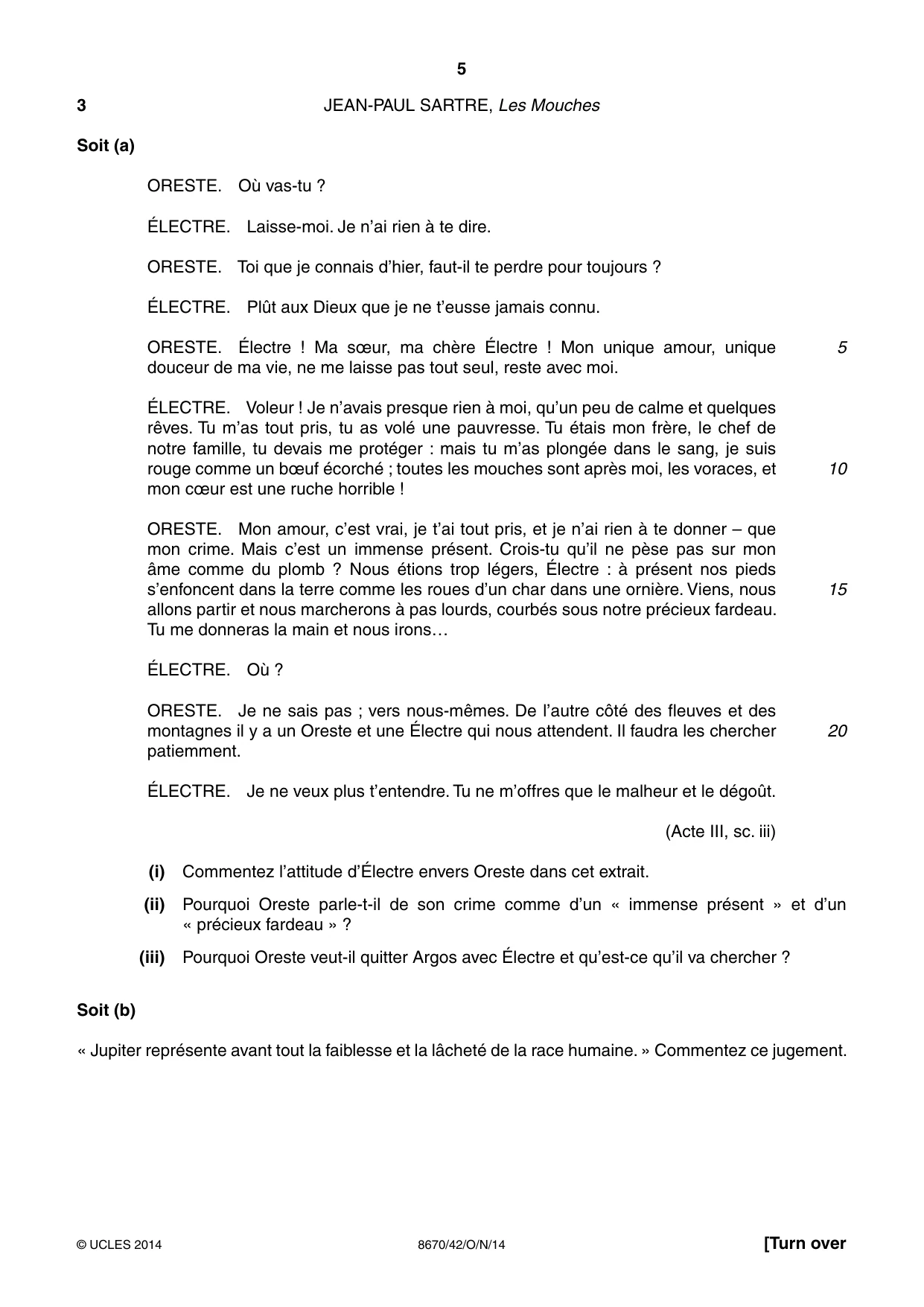 Cambridge A Level French - Literature (AS Level only) 8670 2014 Oct/Nov Paper 4 · Variant 2 question paper, page 5 of 8