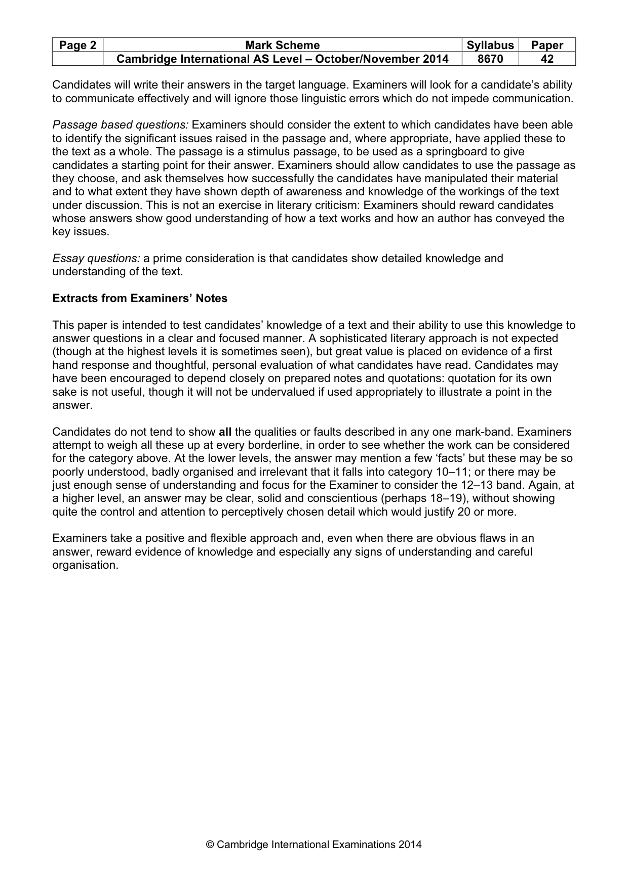 Mark scheme, page 2 of 3