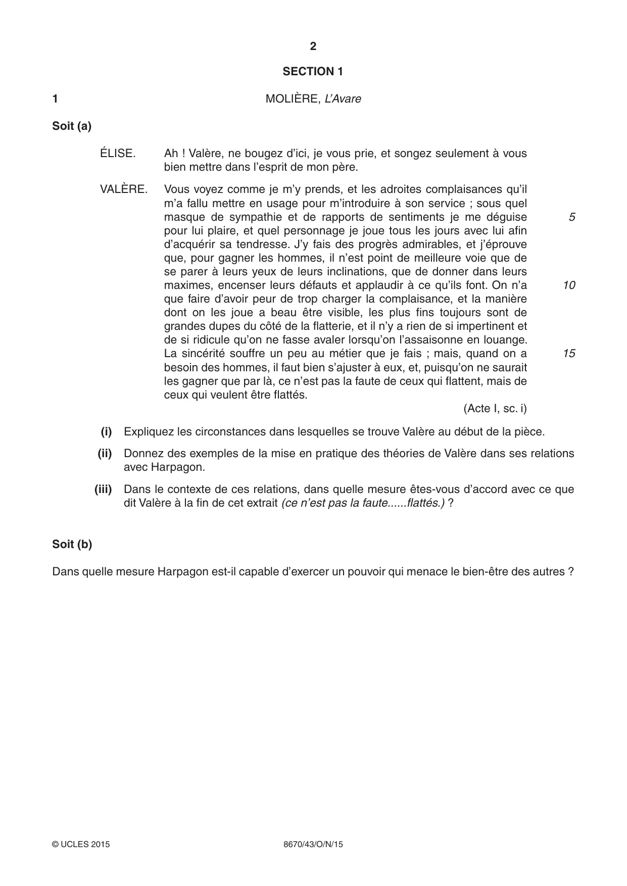 Cambridge A Level French - Literature (AS Level only) 8670 2015 Oct/Nov Paper 4 · Variant 3 question paper, page 2 of 8