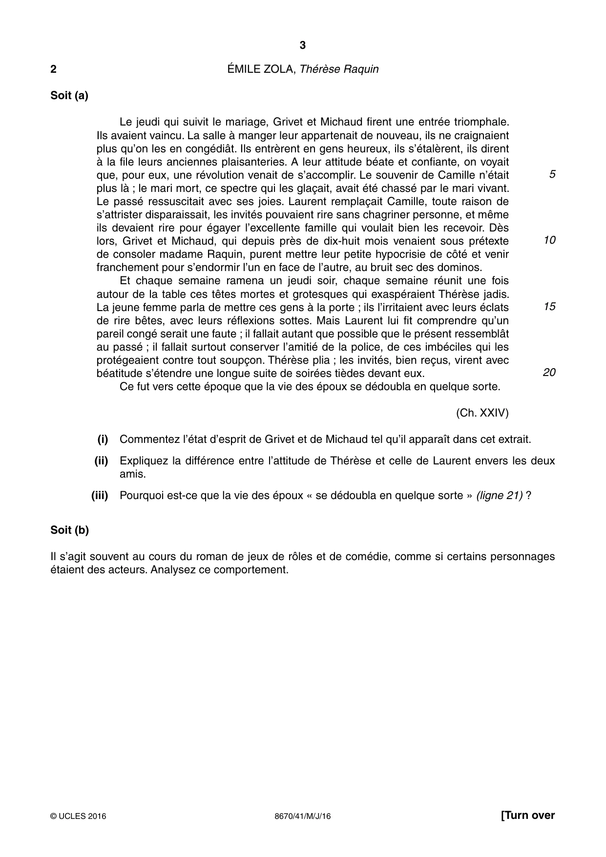 Cambridge A Level French - Literature (AS Level only) 8670 2016 May/June Paper 4 · Variant 1 question paper, page 3 of 8
