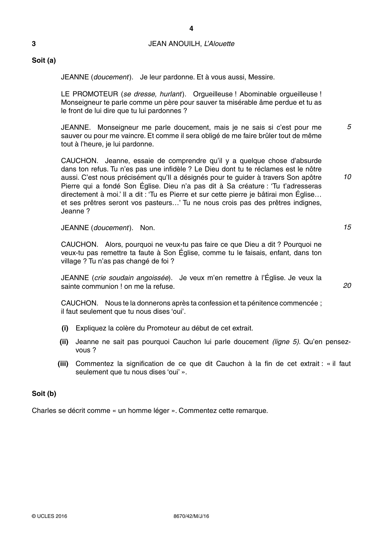Cambridge A Level French - Literature (AS Level only) 8670 2016 May/June Paper 4 · Variant 2 question paper, page 4 of 8