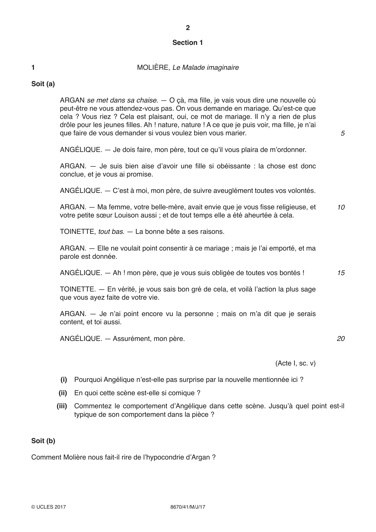 Cambridge A Level French - Literature (AS Level only) 8670 2017 May/June Paper 4 · Variant 1 question paper, page 2 of 8