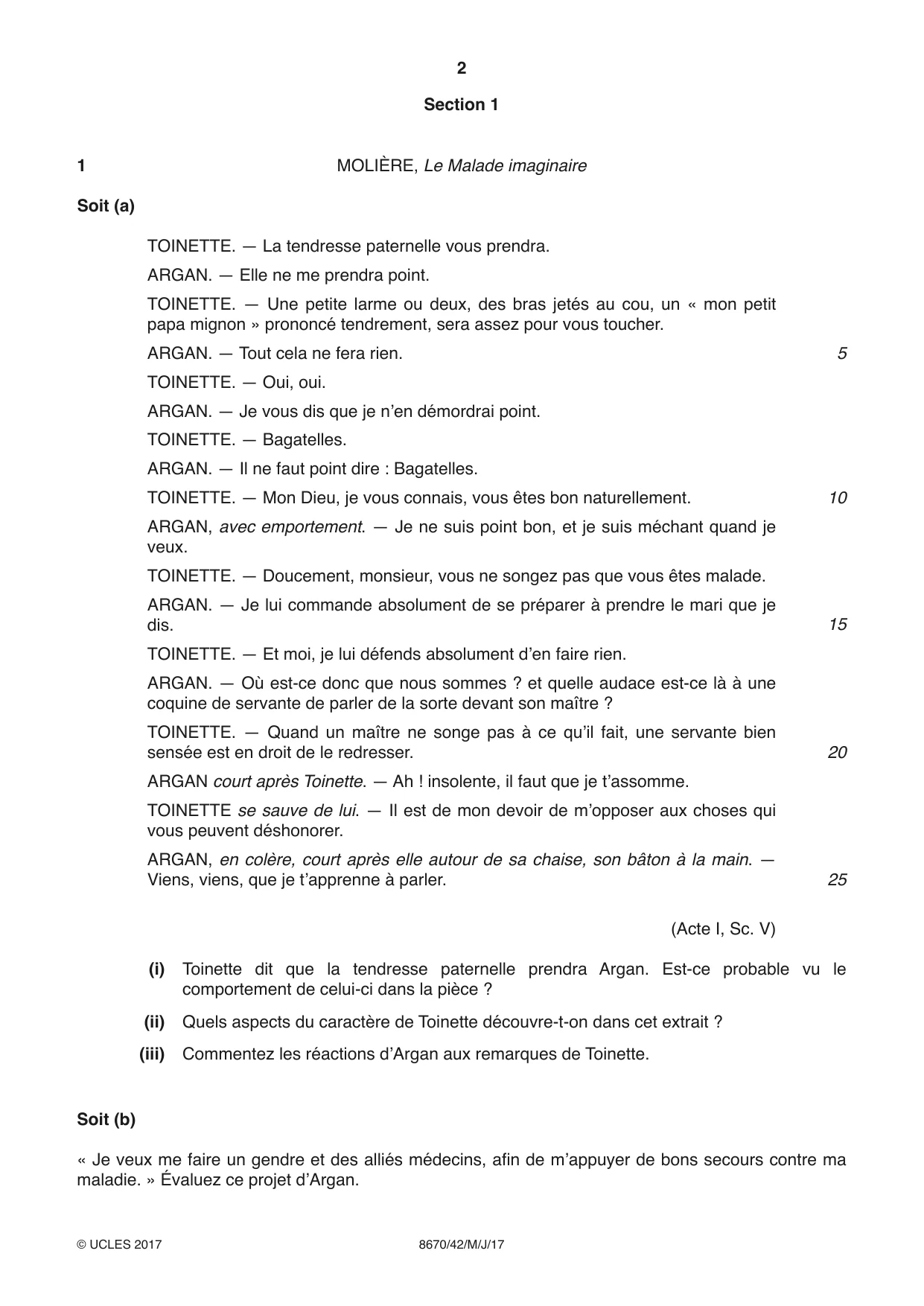 Cambridge A Level French - Literature (AS Level only) 8670 2017 May/June Paper 4 · Variant 2 question paper, page 2 of 8