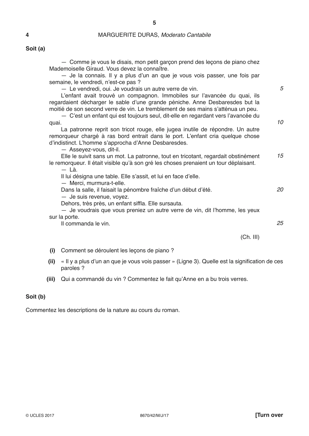 Cambridge A Level French - Literature (AS Level only) 8670 2017 May/June Paper 4 · Variant 2 question paper, page 5 of 8