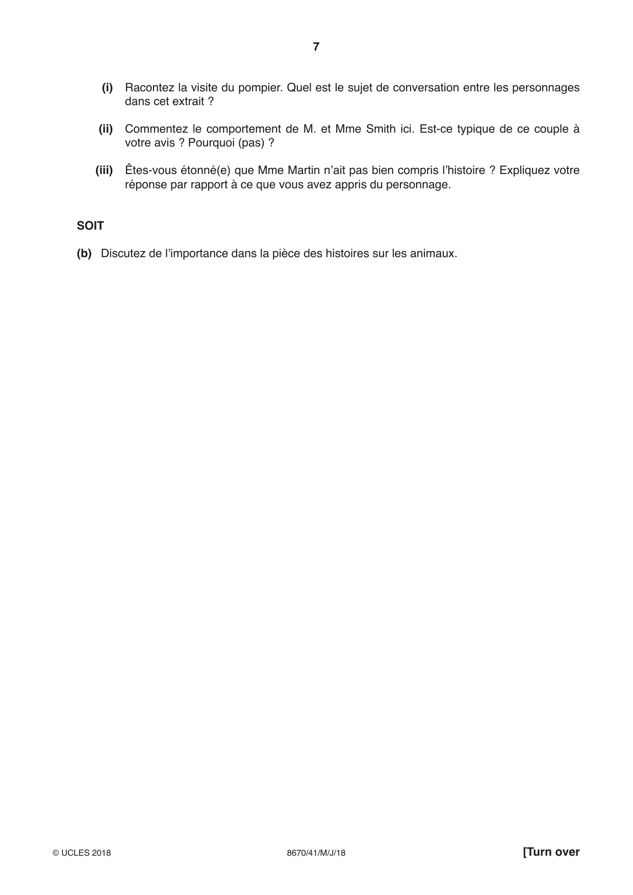 Cambridge A Level French - Literature (AS Level only) 8670 2018 May/June Paper 4 · Variant 1 question paper, page 7 of 12