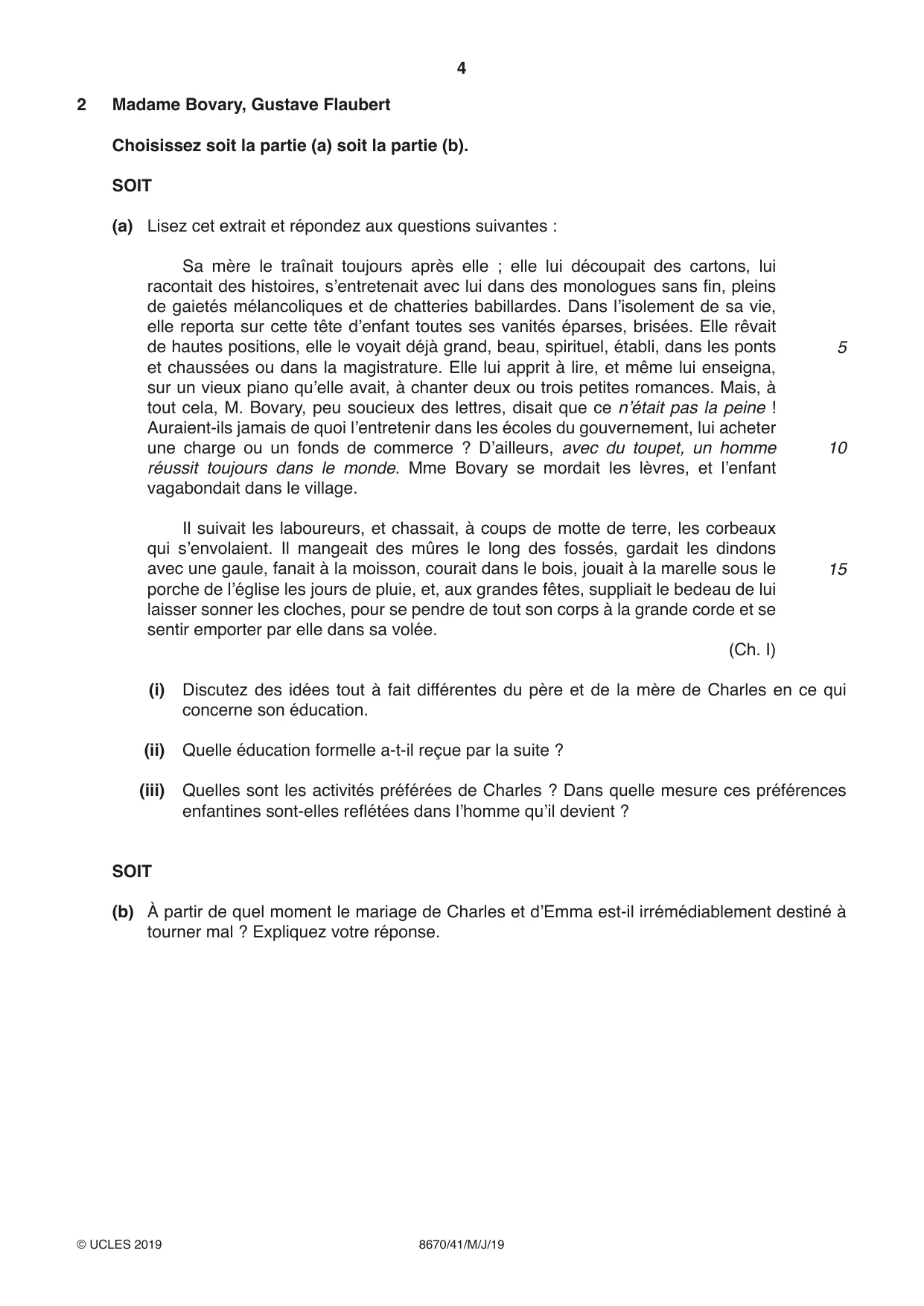 Cambridge A Level French - Literature (AS Level only) 8670 2019 May/June Paper 4 · Variant 1 question paper, page 4 of 8