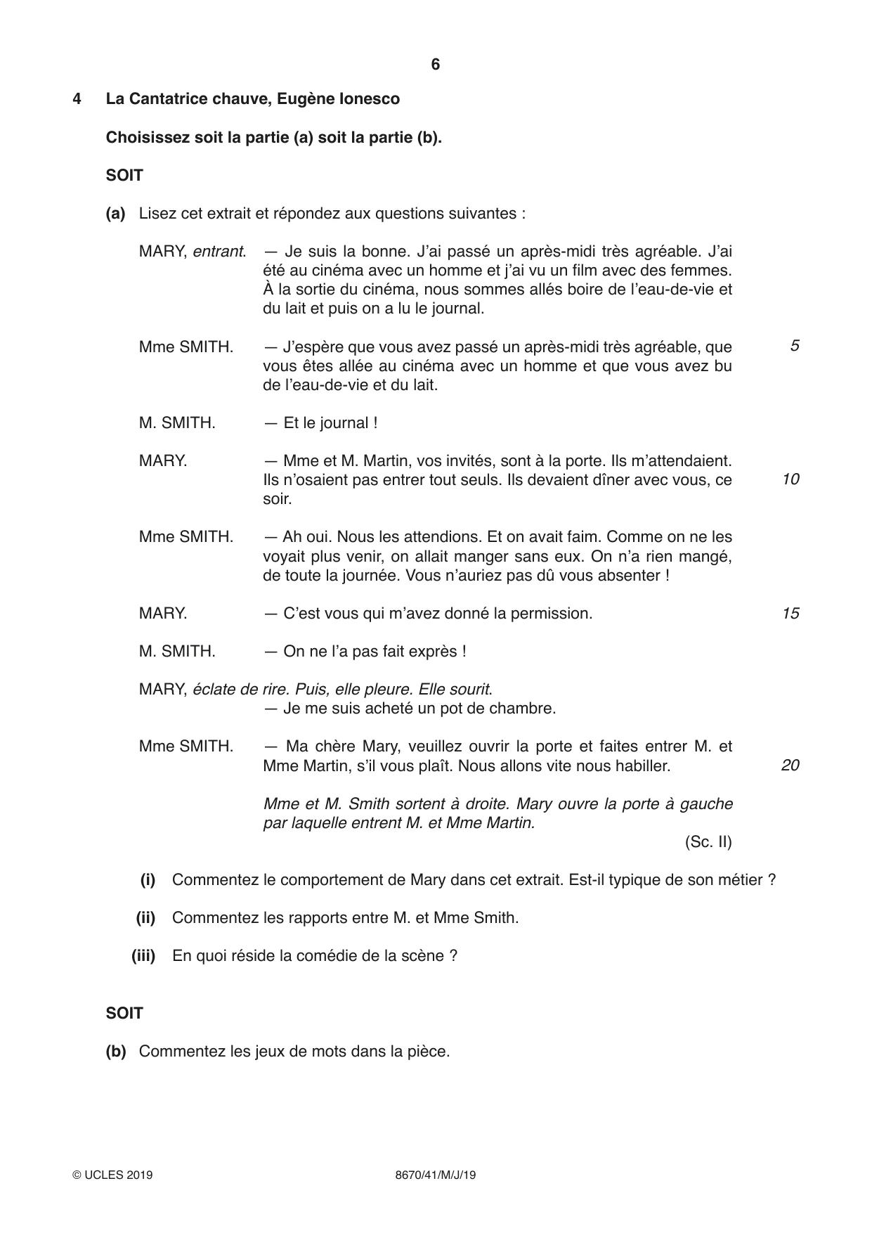 Cambridge A Level French - Literature (AS Level only) 8670 2019 May/June Paper 4 · Variant 1 question paper, page 6 of 8
